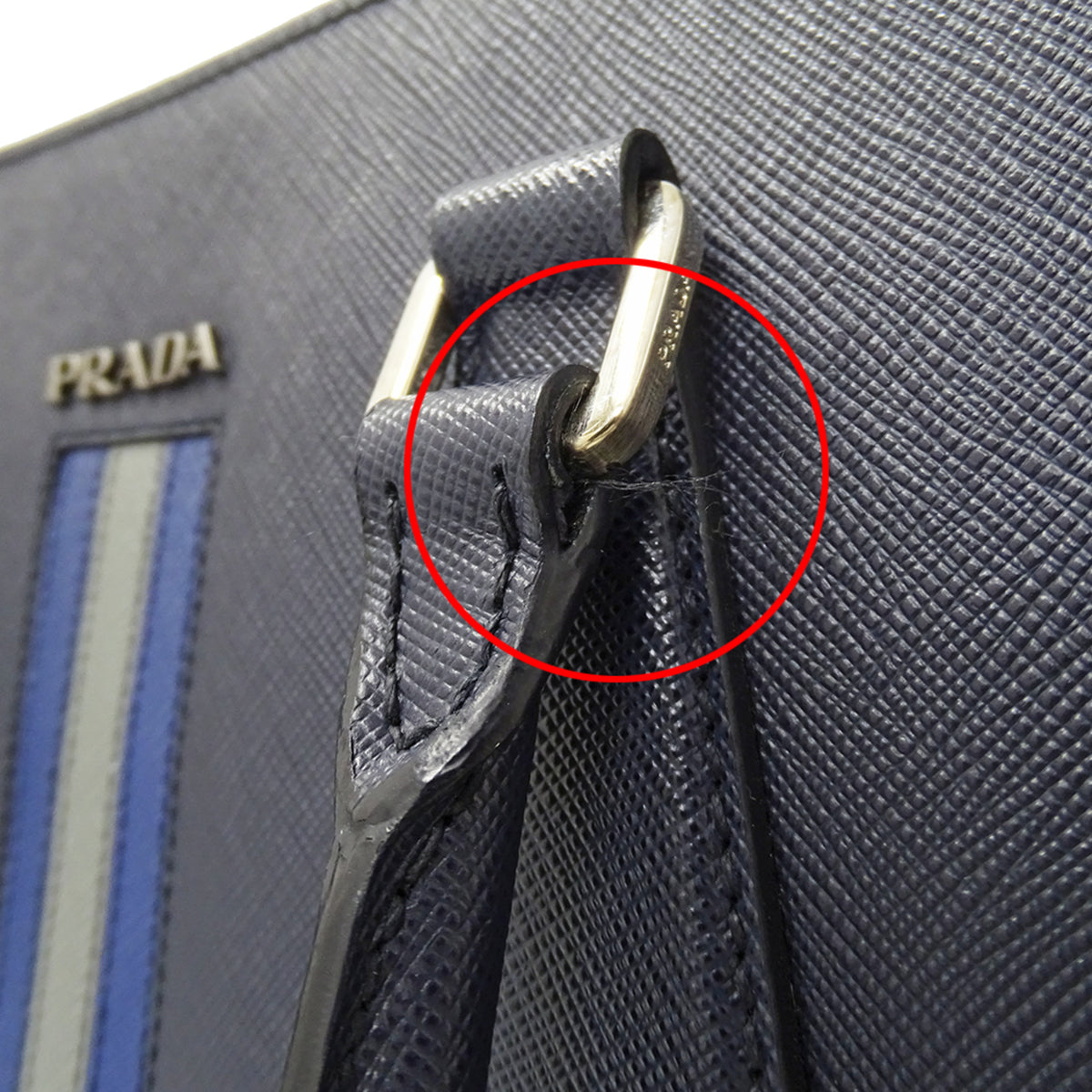 Prada Navy Leather Handbag Tote Bag (Pre-Owned)