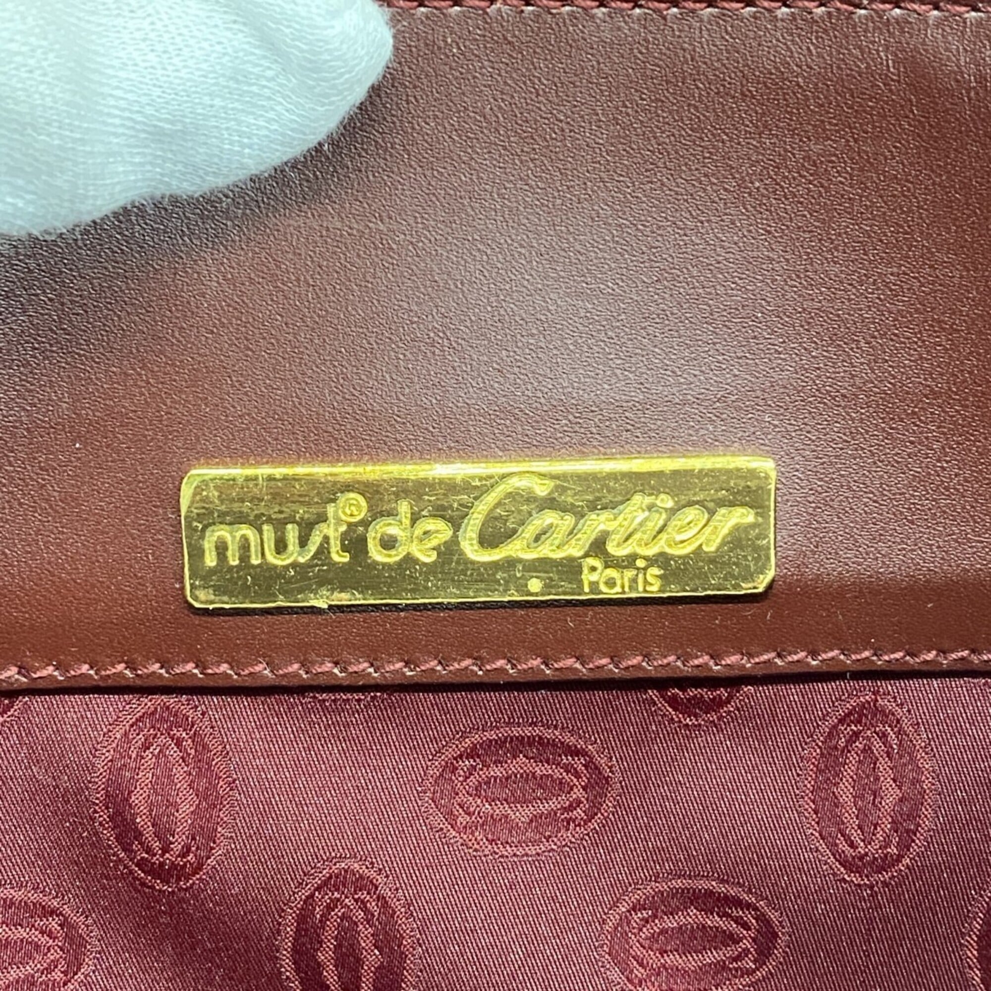 Cartier Bordeaux Leather Shoulder Bag (Pre-Owned)