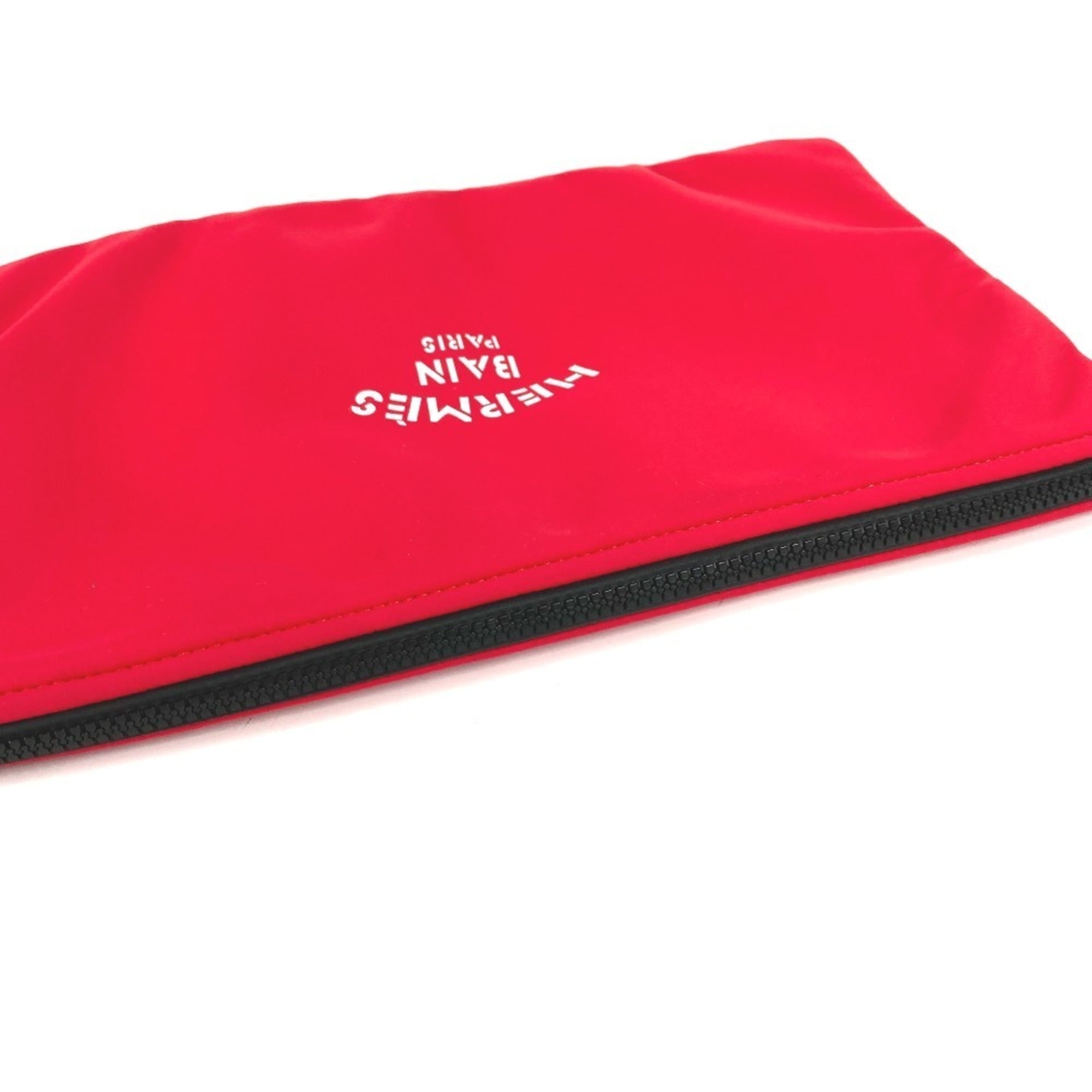 Hermes Red Color White Polyamide Clutch Bag Pouch (Pre-Owned)