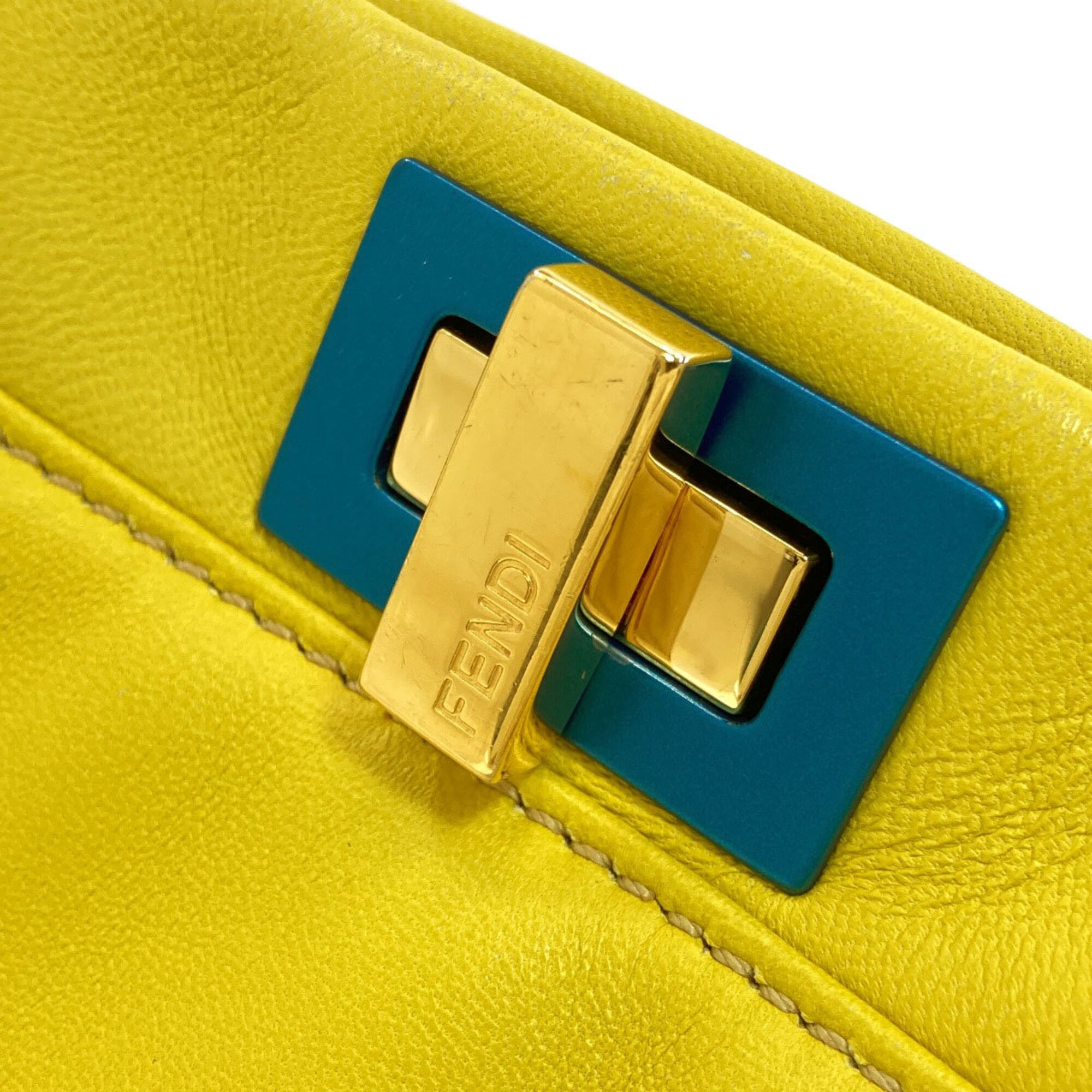 Fendi Blue Yellow Leather Handbag (Pre-Owned)