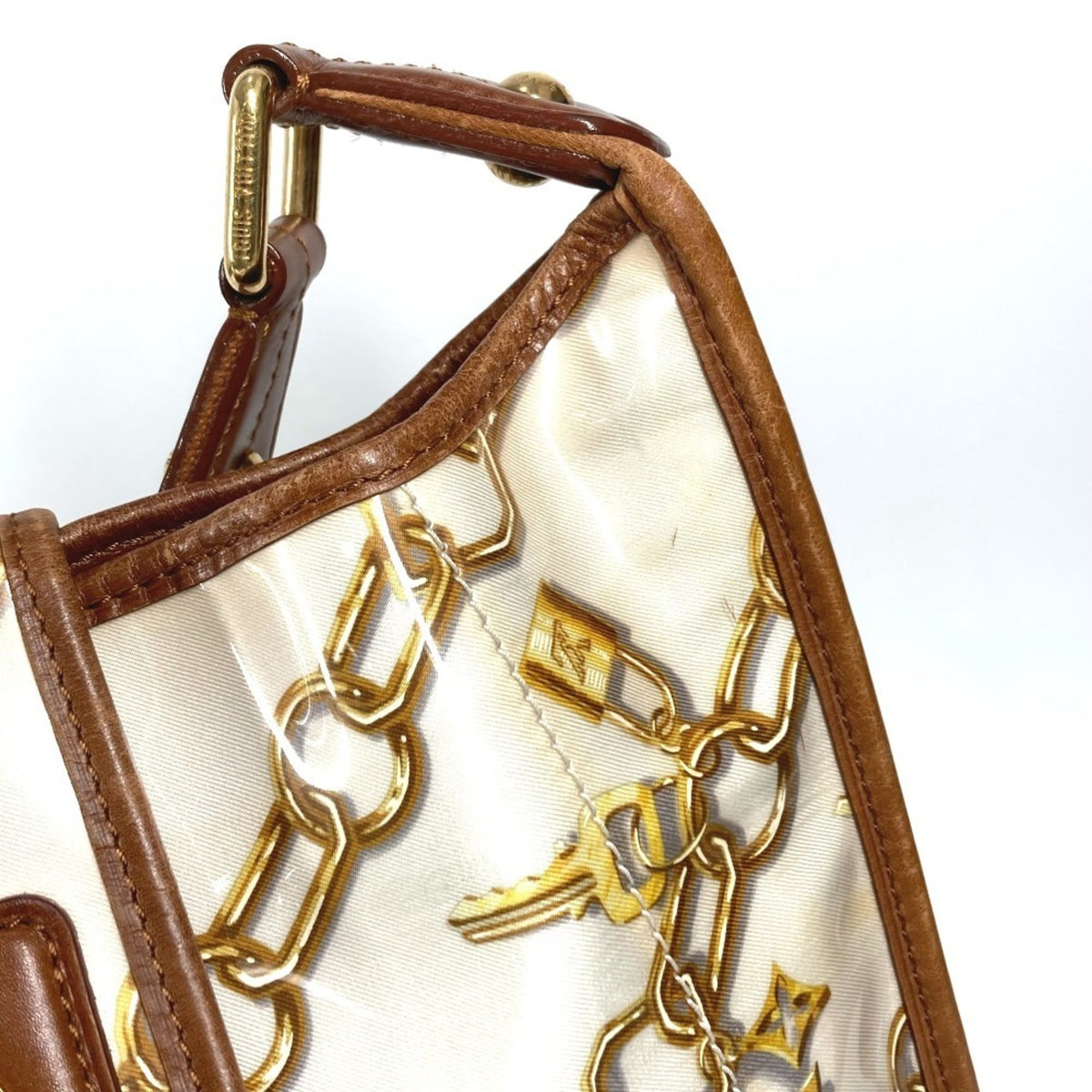Louis Vuitton Brown White Vinyl Leather Shoulder Bag (Pre-Owned)