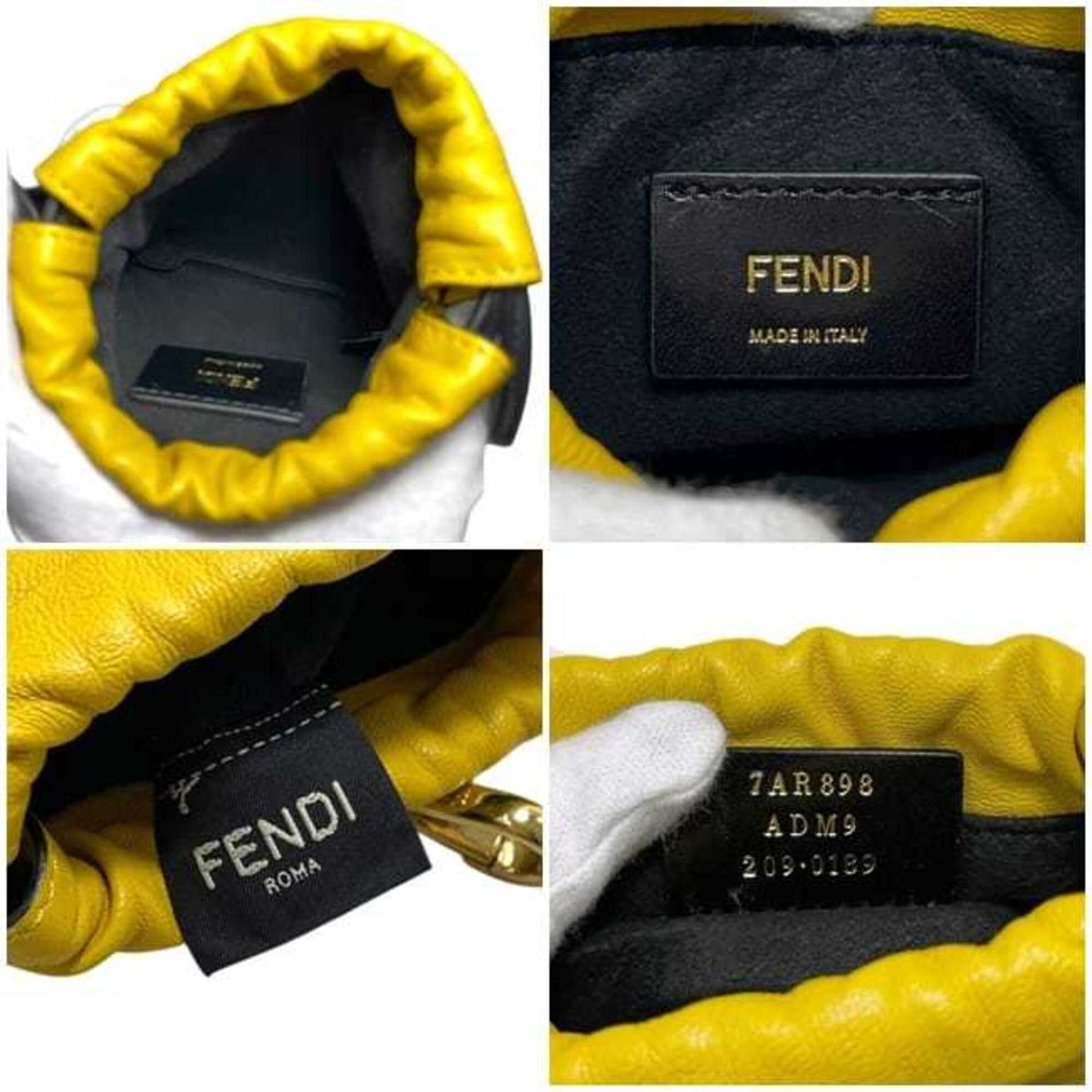 Fendi Yellow Leather Pouch Shoulder Bag (Pre-Owned)