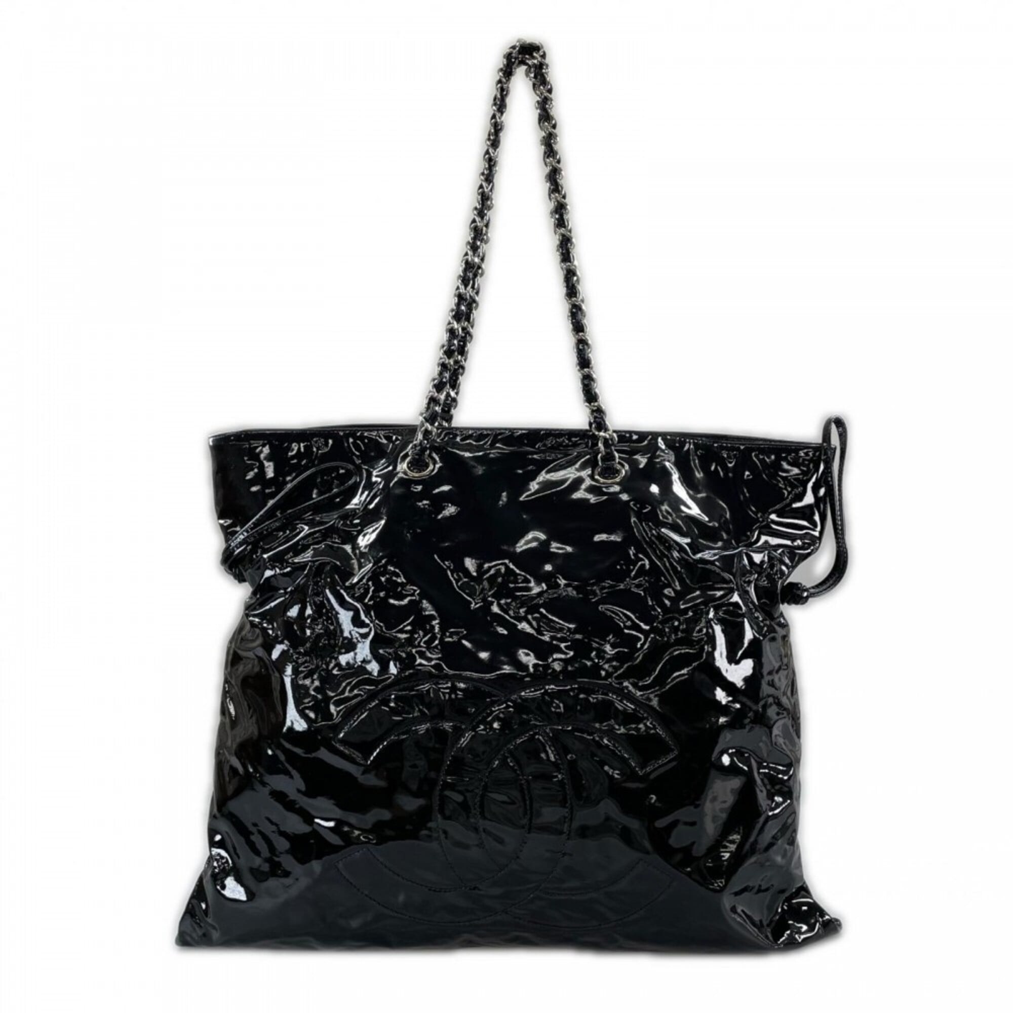 Chanel Black Patent Leather Tote Bag (Pre-Owned)