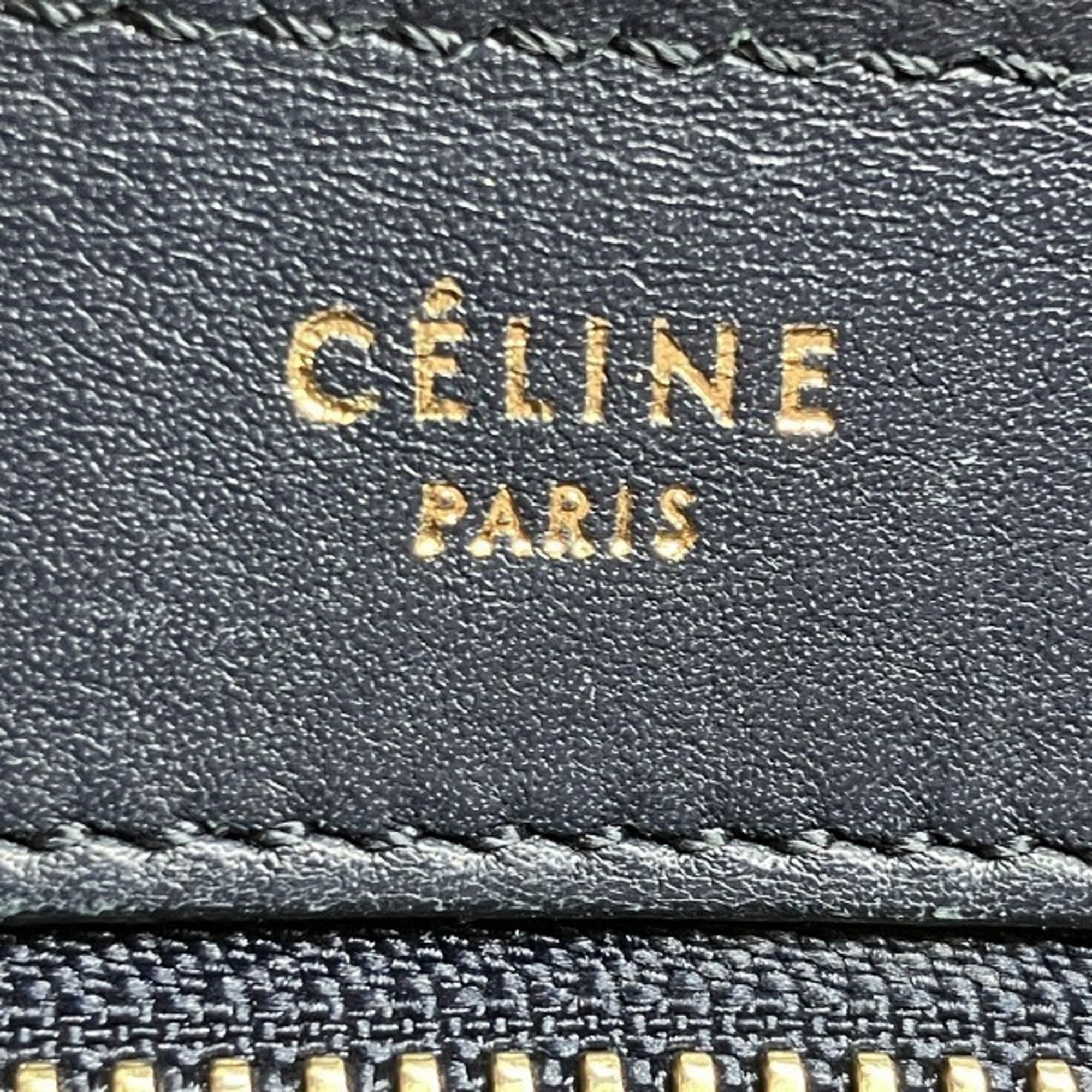 Celine Green Navy Leather Suede Handbag Shoulder Bag (Pre-Owned)