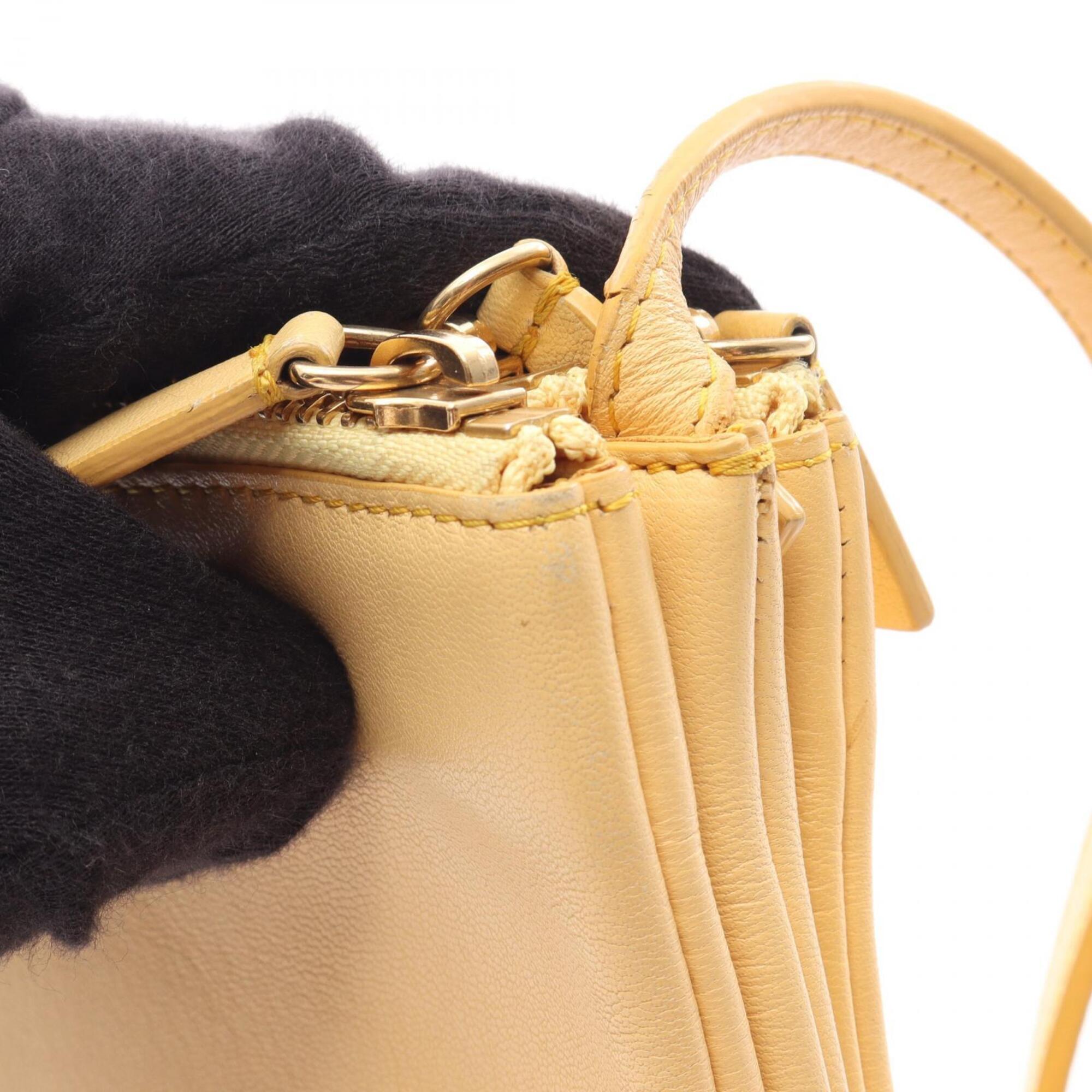 Celine Yellow Leather Handbag Shoulder Bag (Pre-Owned)