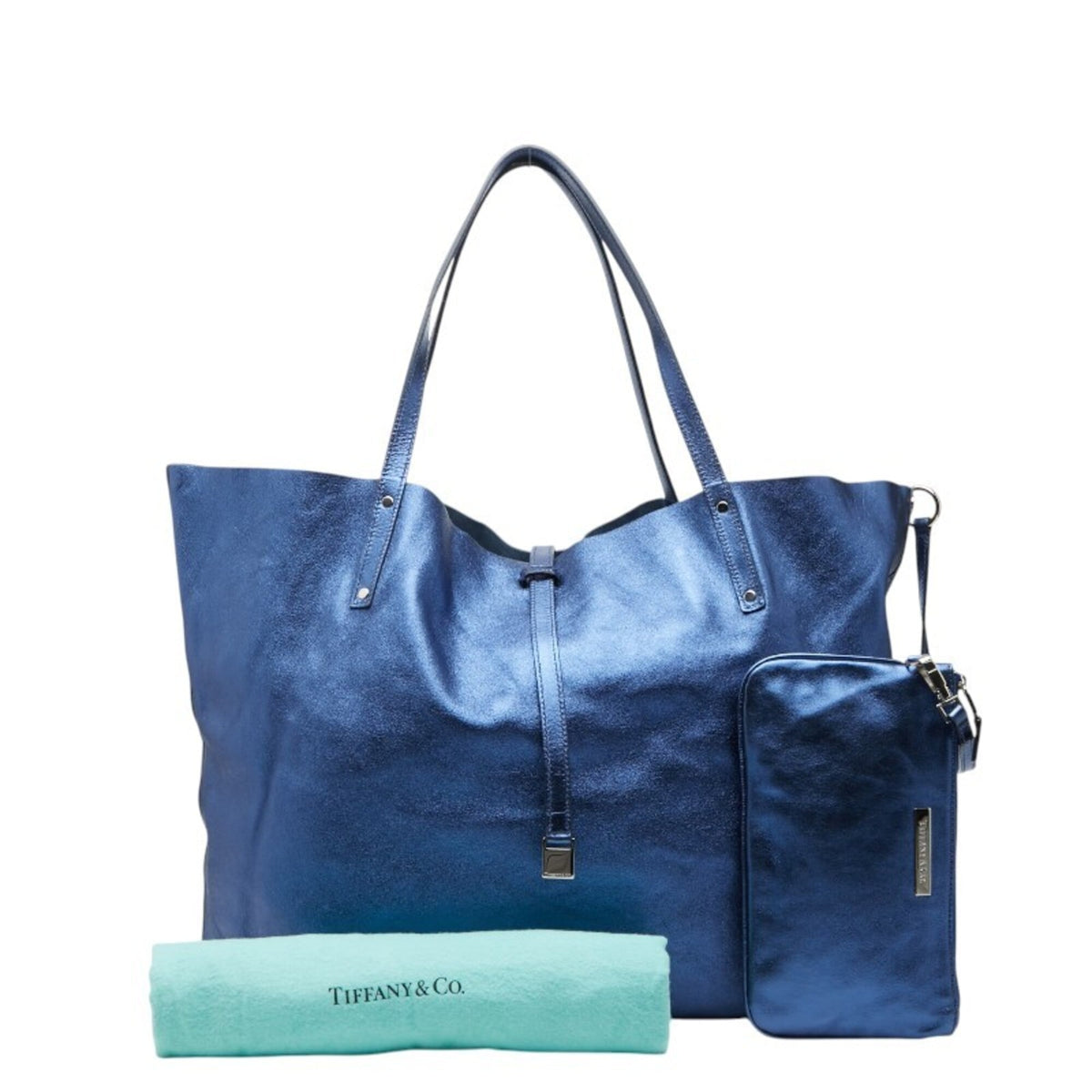 Tiffany Blue Leather Pouch Shoulder Bag Tote Bag (Pre-Owned)