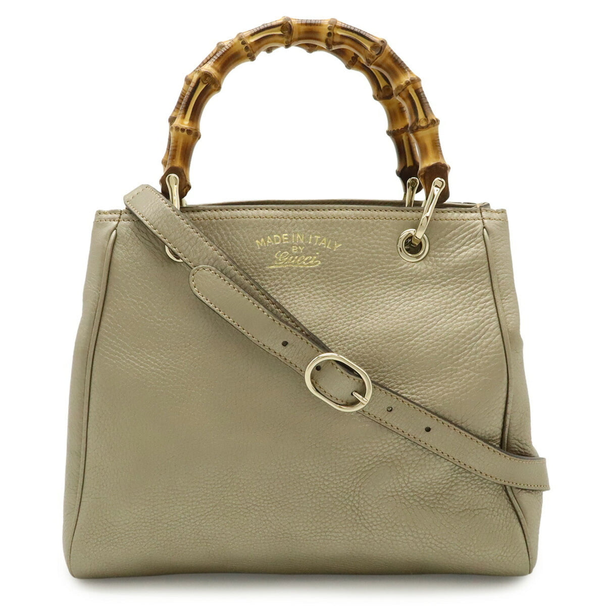 Gucci Champagne Gold Bamboo Leather Handbag Shoulder Bag (Pre-Owned)