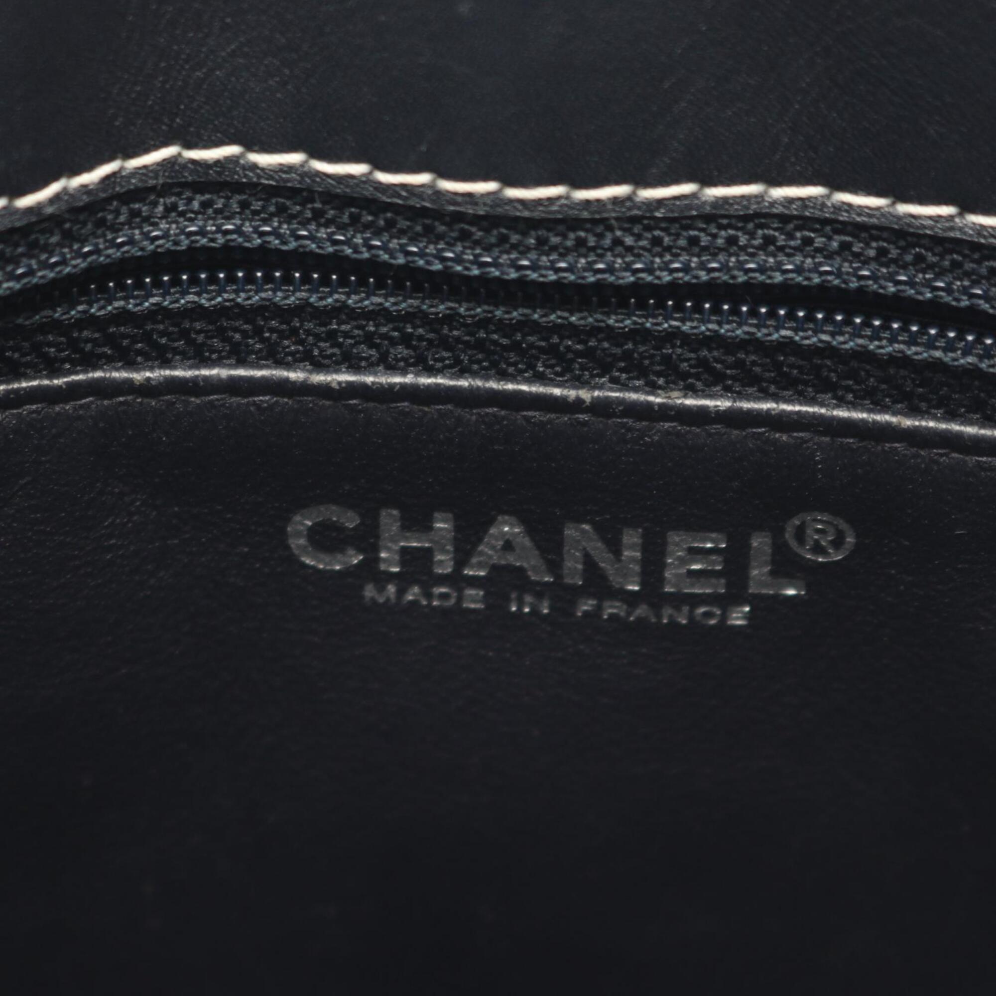 Chanel Navy Leather Handbag Tote Bag (Pre-Owned)