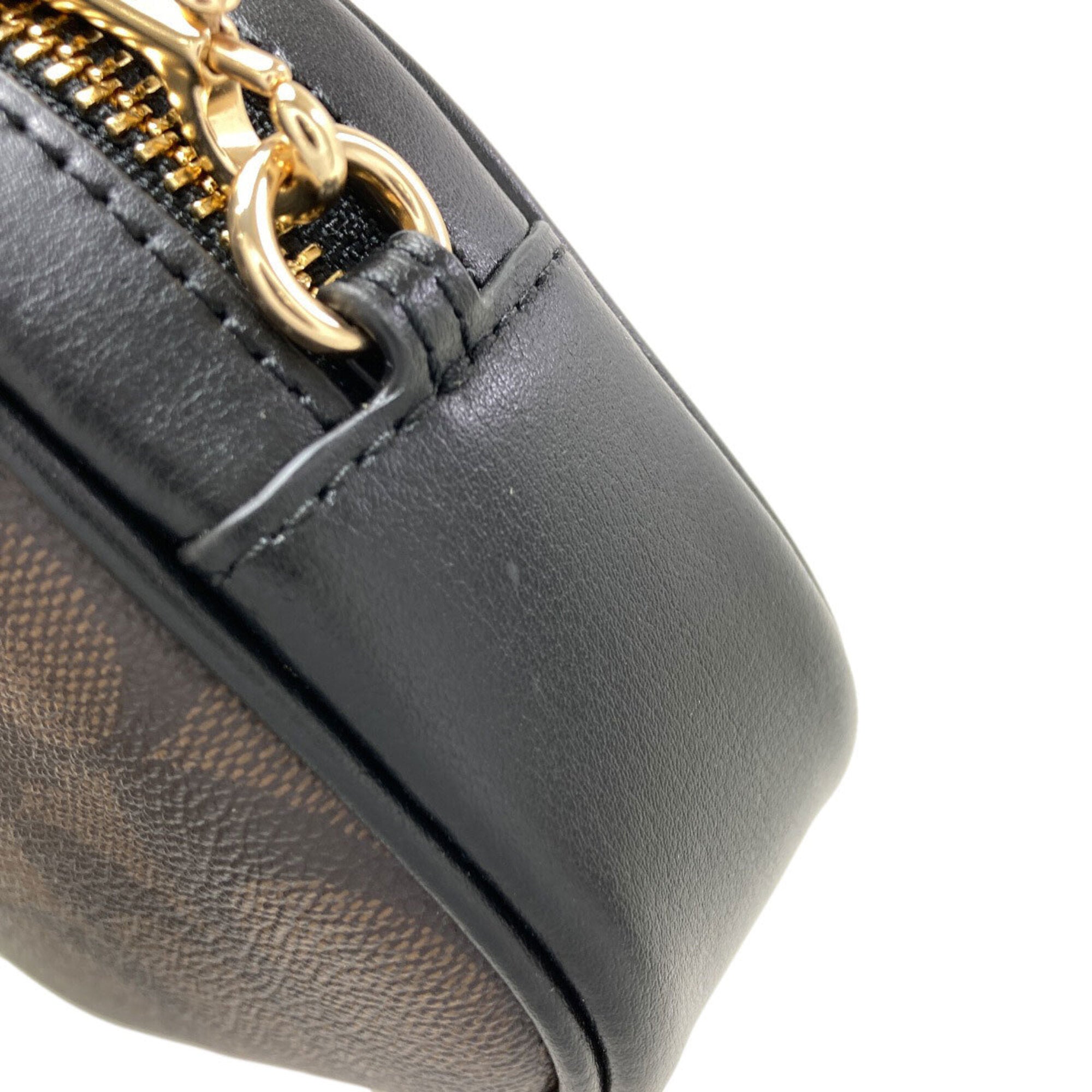 Coach Dark Brown Signature Line Pvc Shoulder Bag (Pre-Owned)
