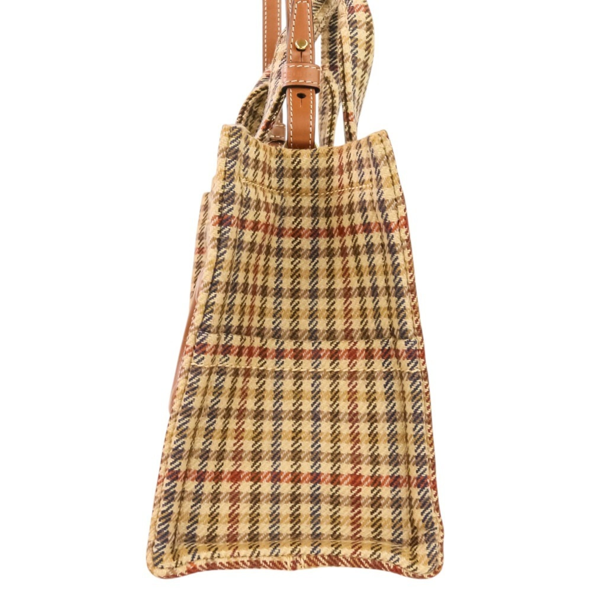 Celine Beige Brown Tweed Handbag Shoulder Bag (Pre-Owned)