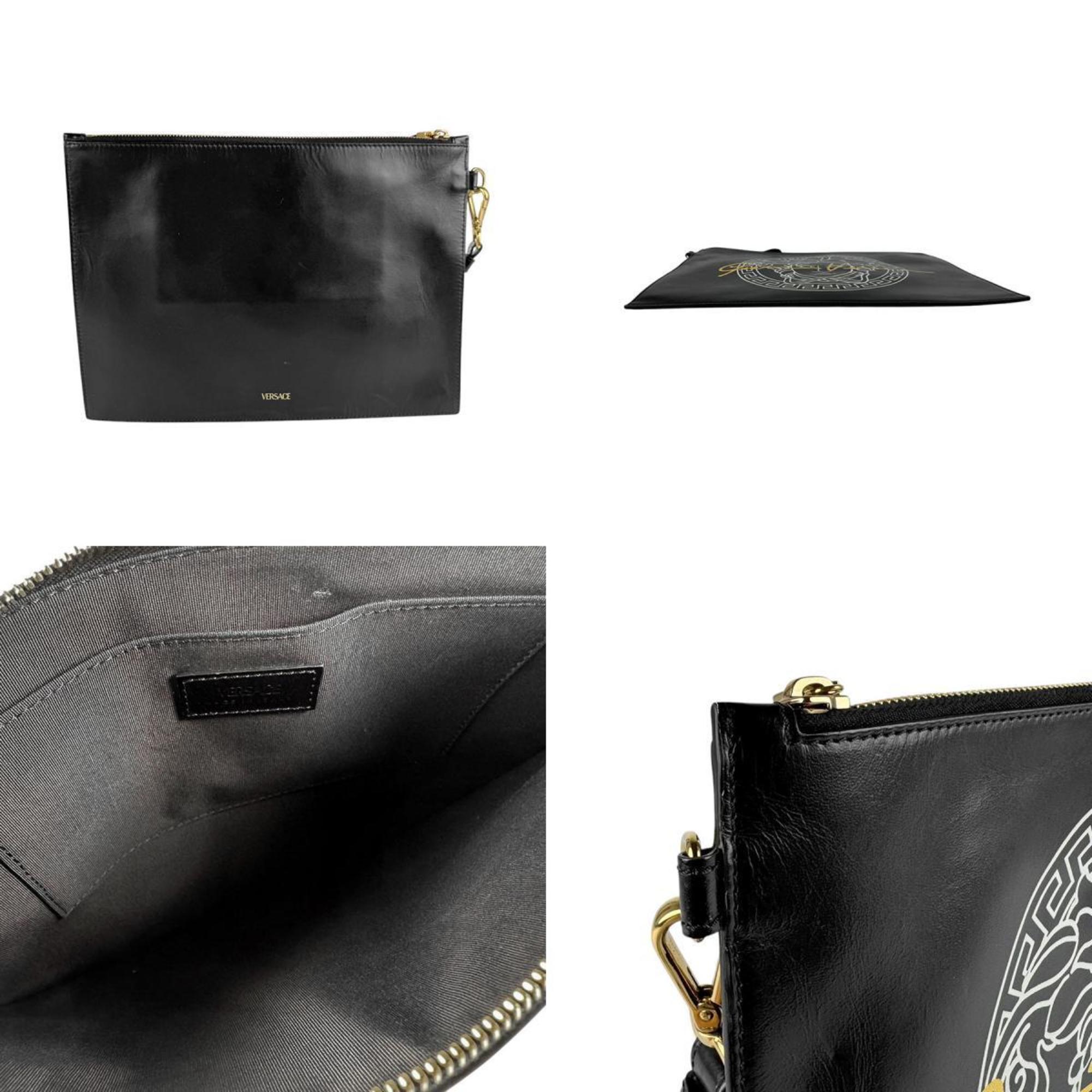 Versace Black Leather Clutch Bag (Pre-Owned)
