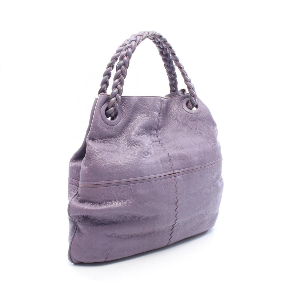 Bottega Veneta Purple Leather Handbag Tote Bag (Pre-Owned)