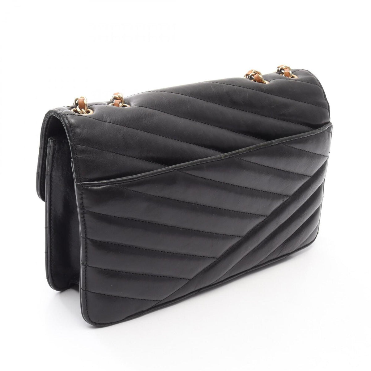 Chanel Black Leather Handbag Shoulder Bag (Pre-Owned)