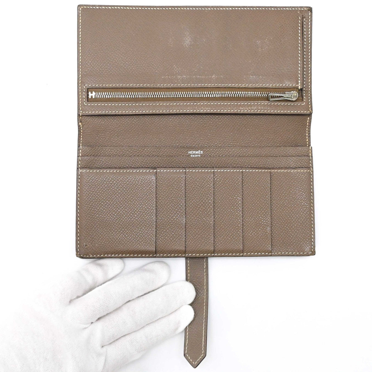 Hermes Grayish Epsom Leather Coin Purse/Coin Case (Pre-Owned)