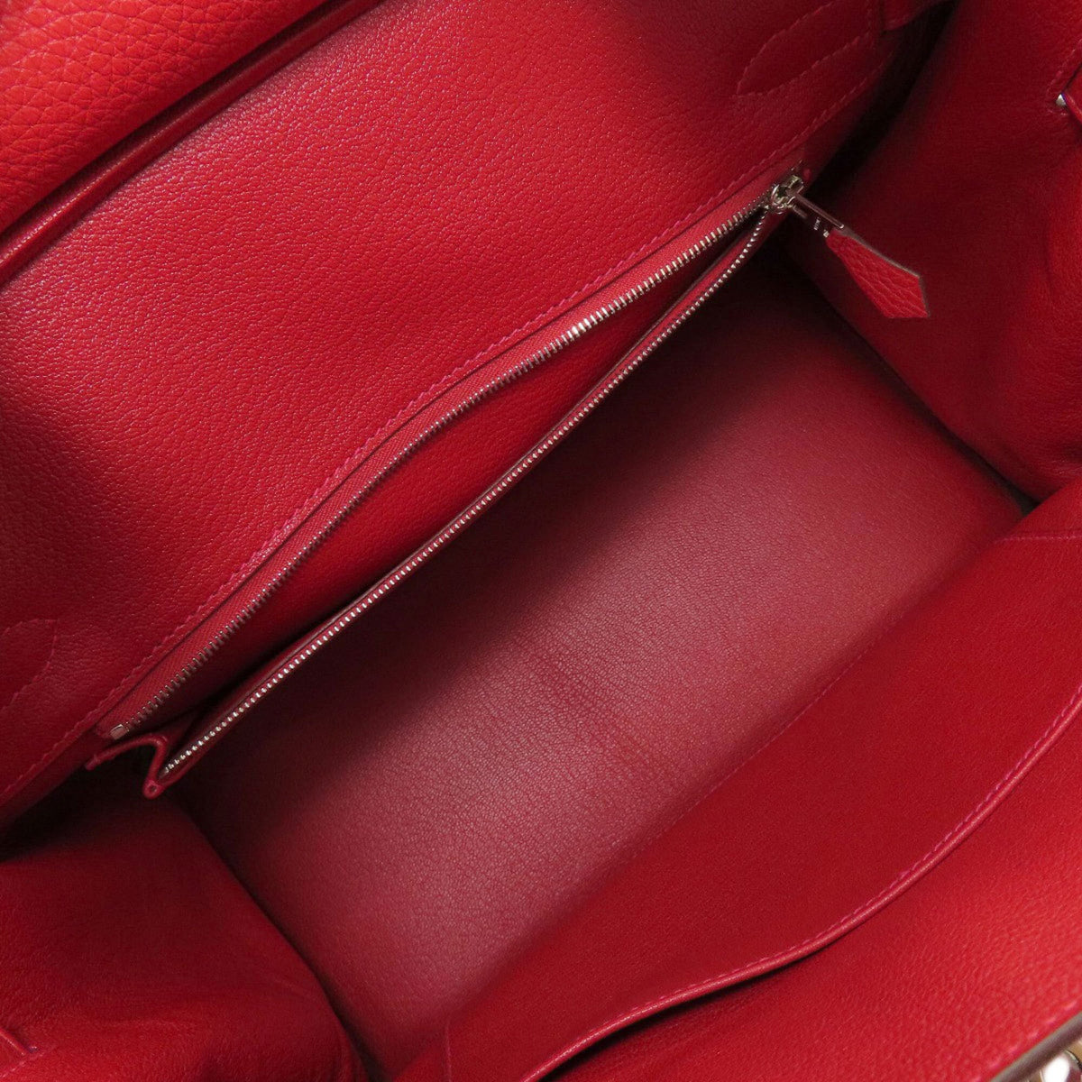 Hermes Red Color Taurillon Clemence Leather Handbag (Pre-Owned)
