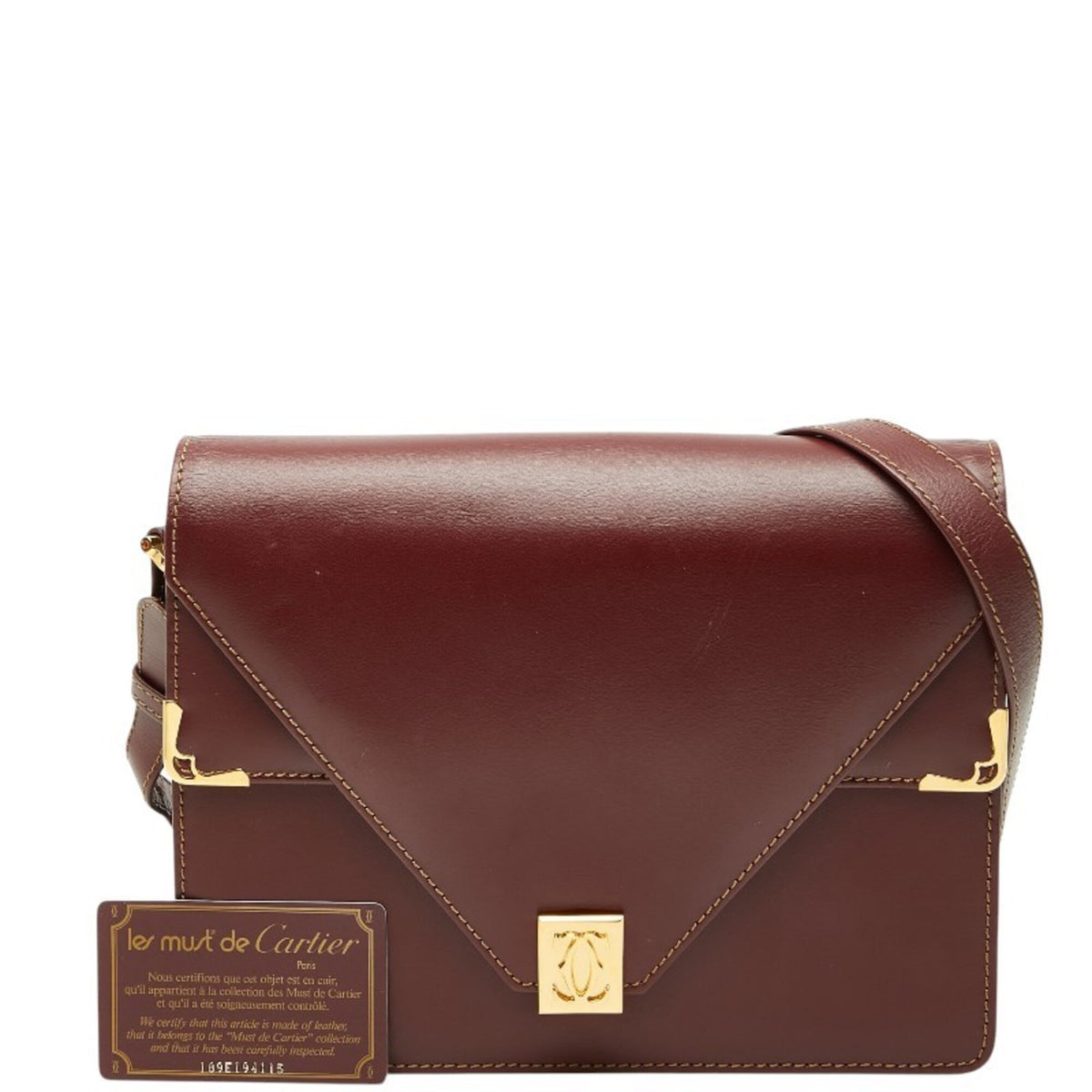 Cartier Wine Red Leather Shoulder Bag (Pre-Owned)