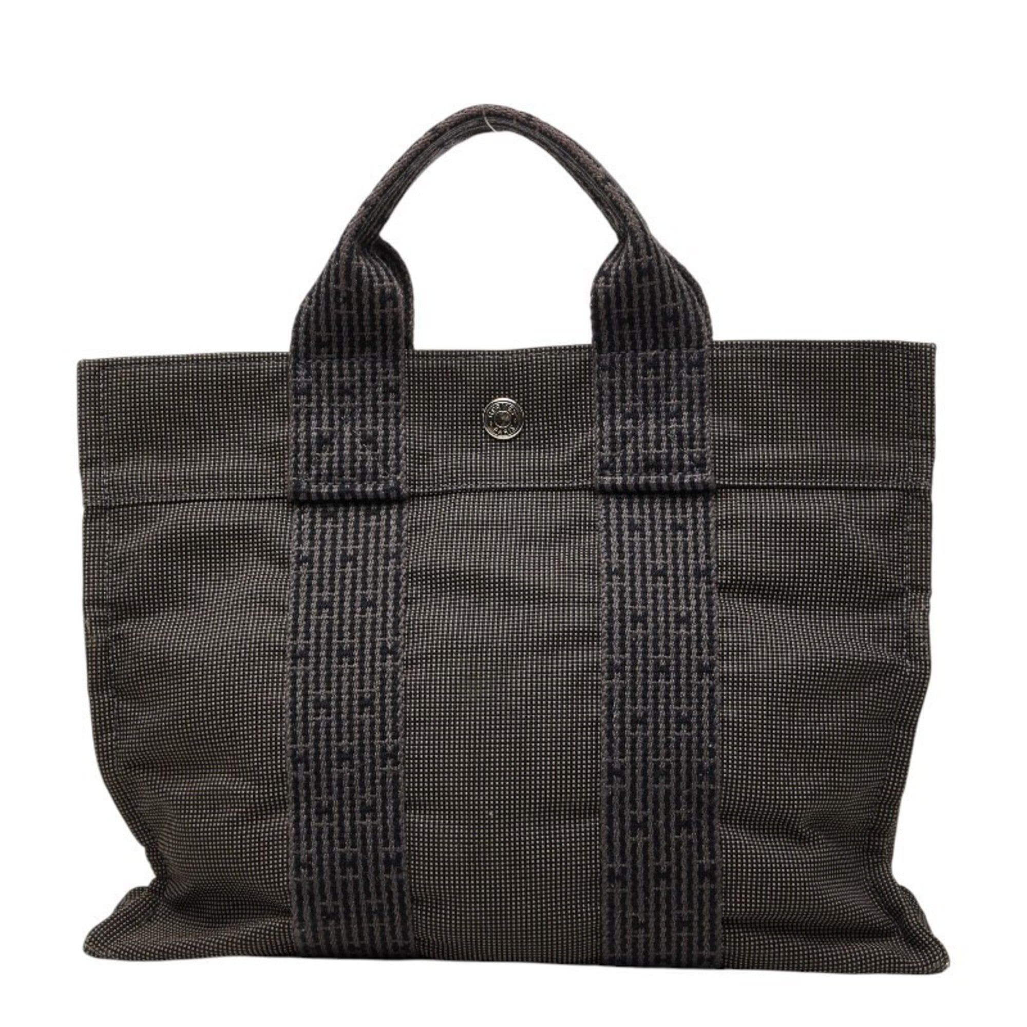 Hermes Gray Canvas Handbag Tote Bag (Pre-Owned)