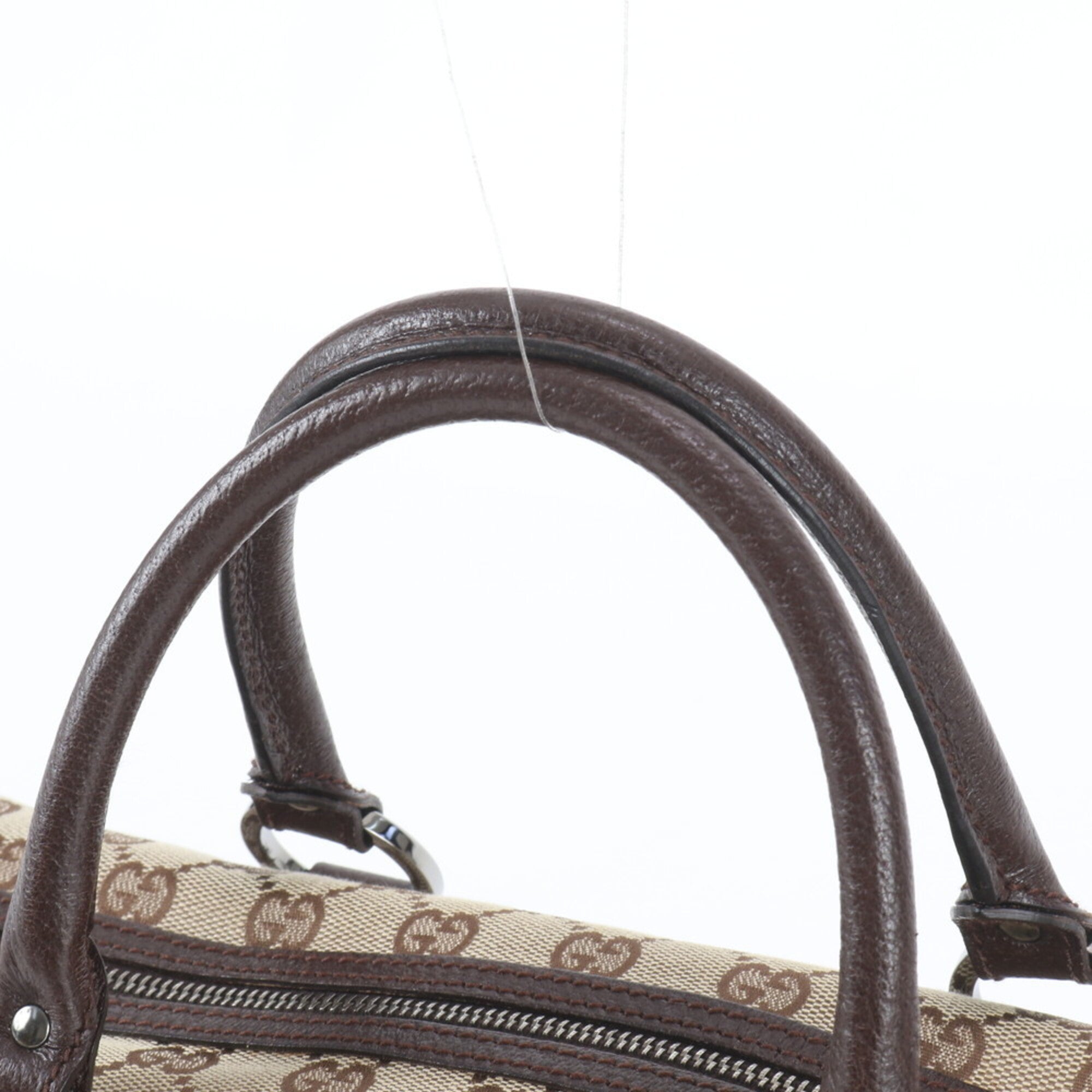 Gucci Brown Leather Canvas Handbag Tote Bag (Pre-Owned)