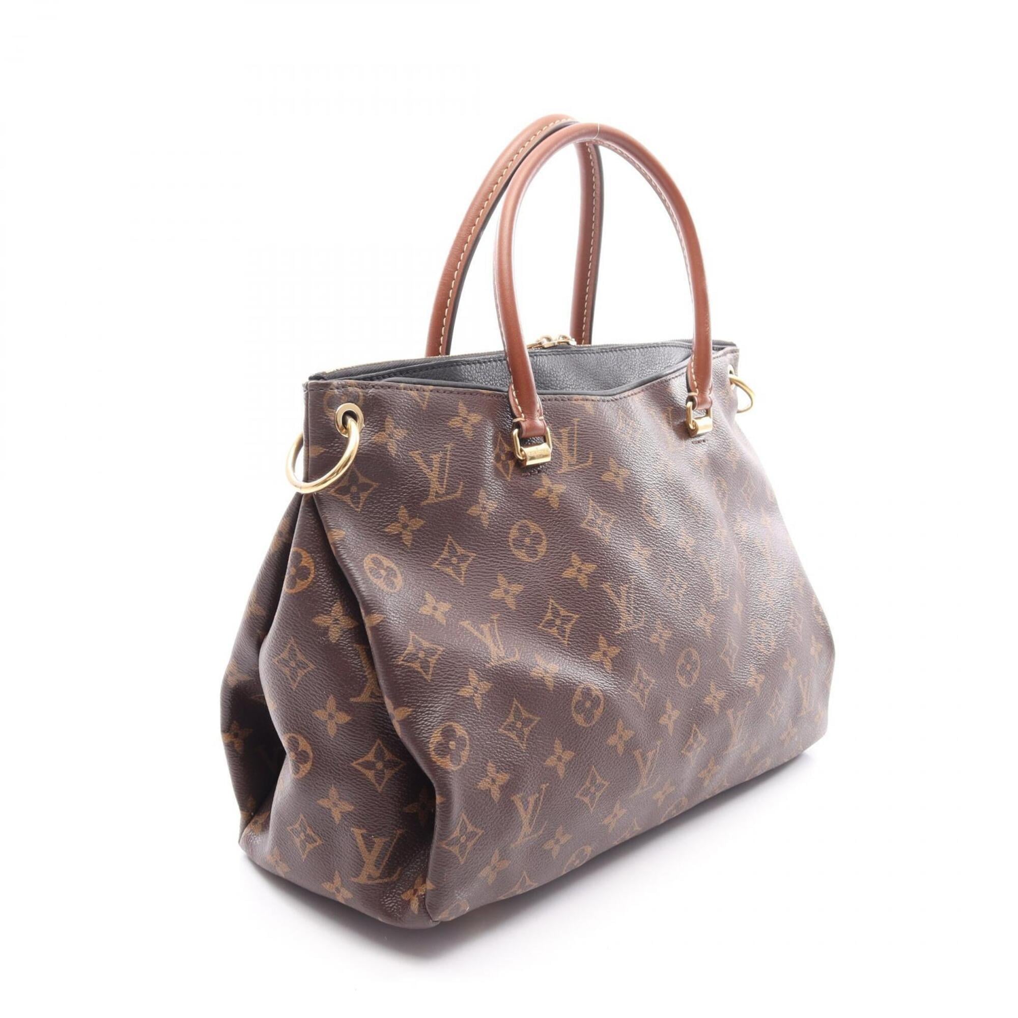 Louis Vuitton Black Brown Coated Canvas Leather Handbag (Pre-Owned)