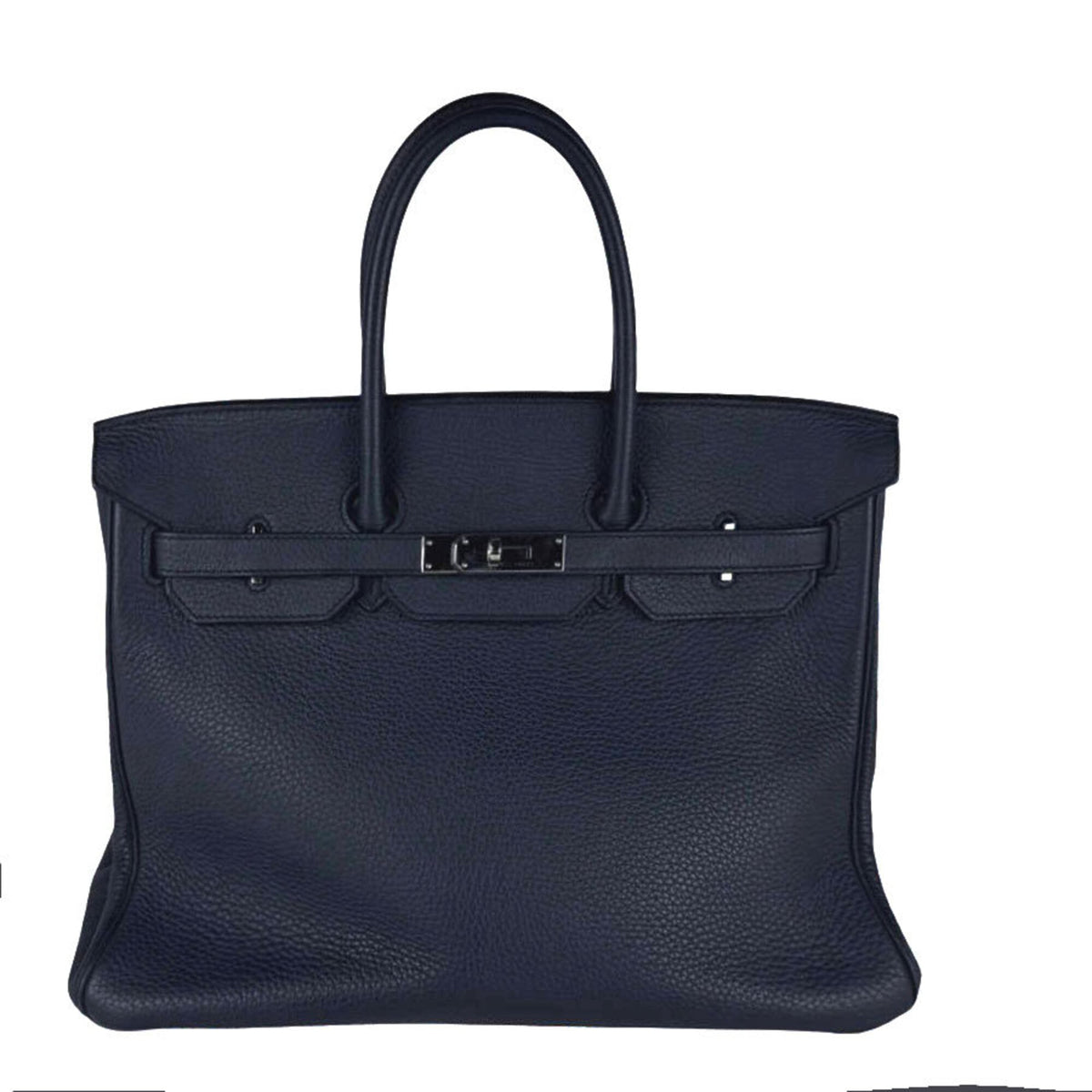 Hermes Blue Indigo Taurillon Clemence Leather Handbag (Pre-Owned)