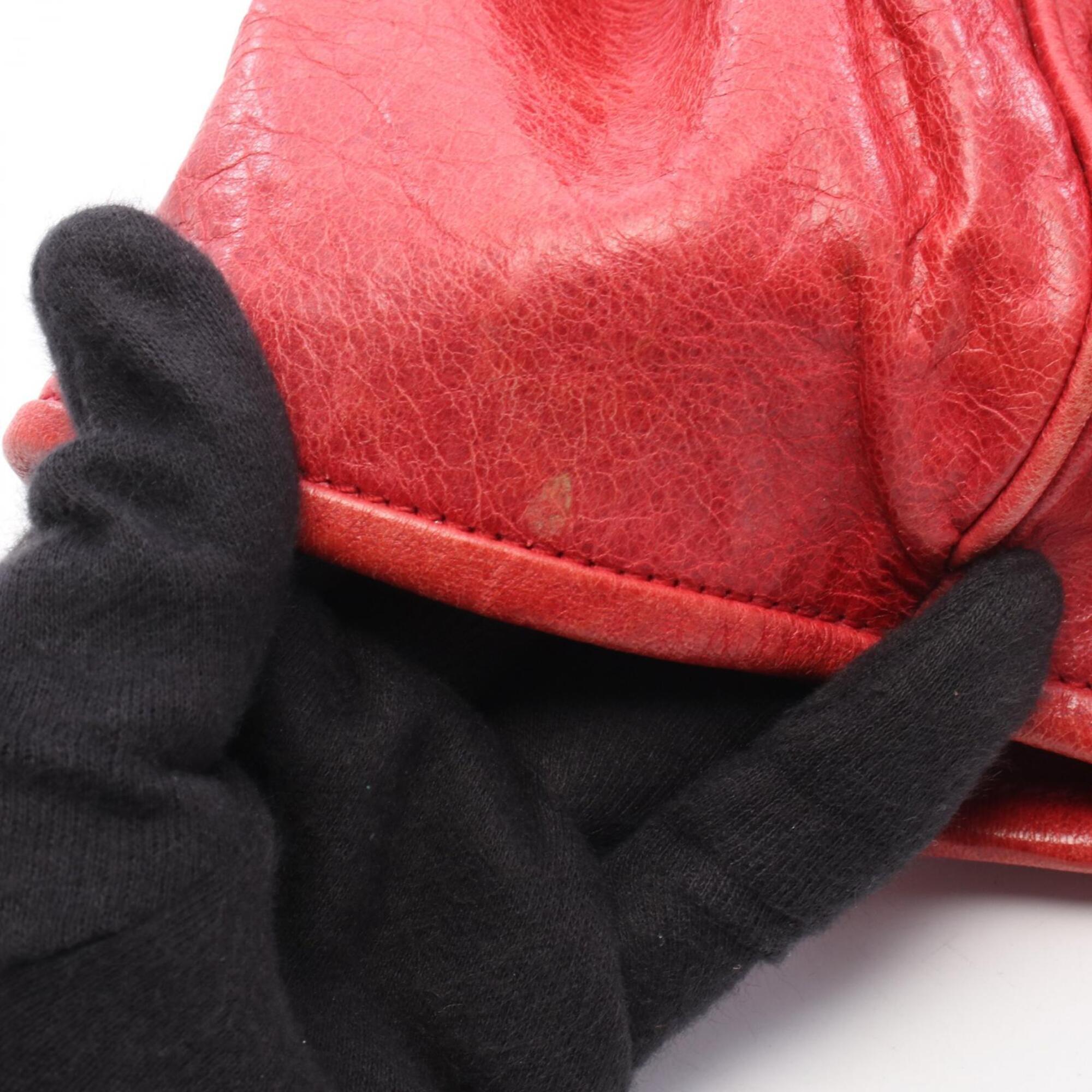Balenciaga Red Color Leather Handbag Tote Bag (Pre-Owned)