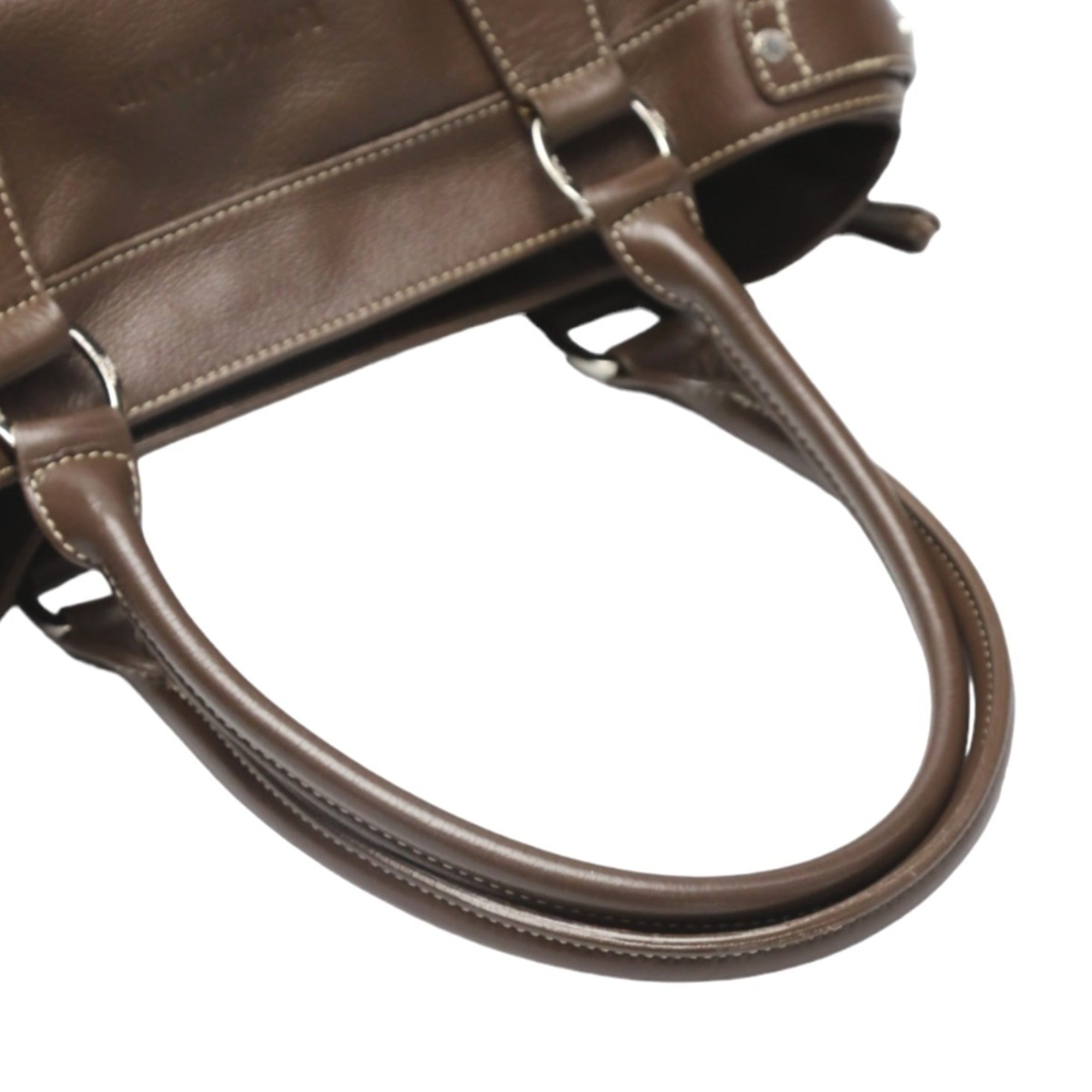 Longchamp Brown Leather Handbag Tote Bag (Pre-Owned)