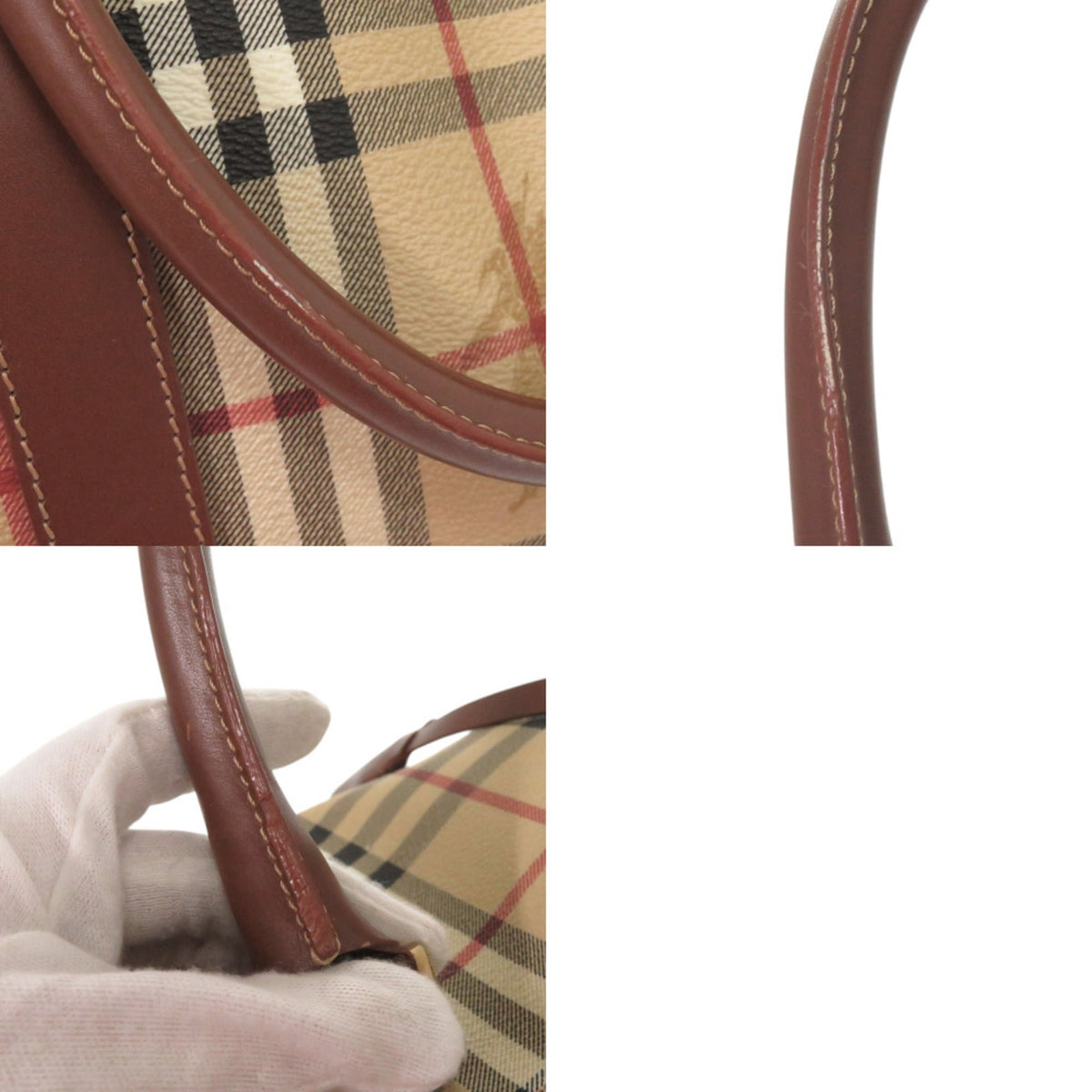 Burberry Beige Pvc Leather Boston Bag (Pre-Owned)