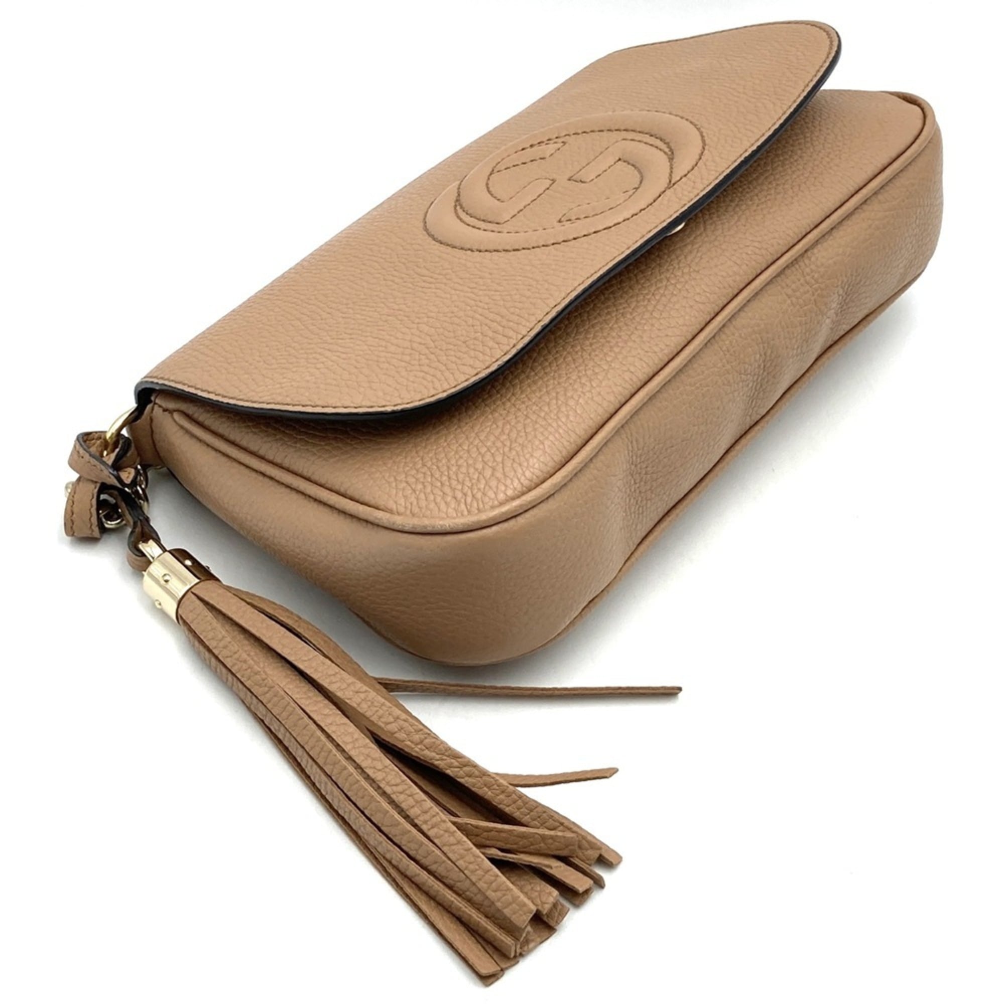 Gucci Soho Beige Leather Shoulder Bag (Pre-Owned)