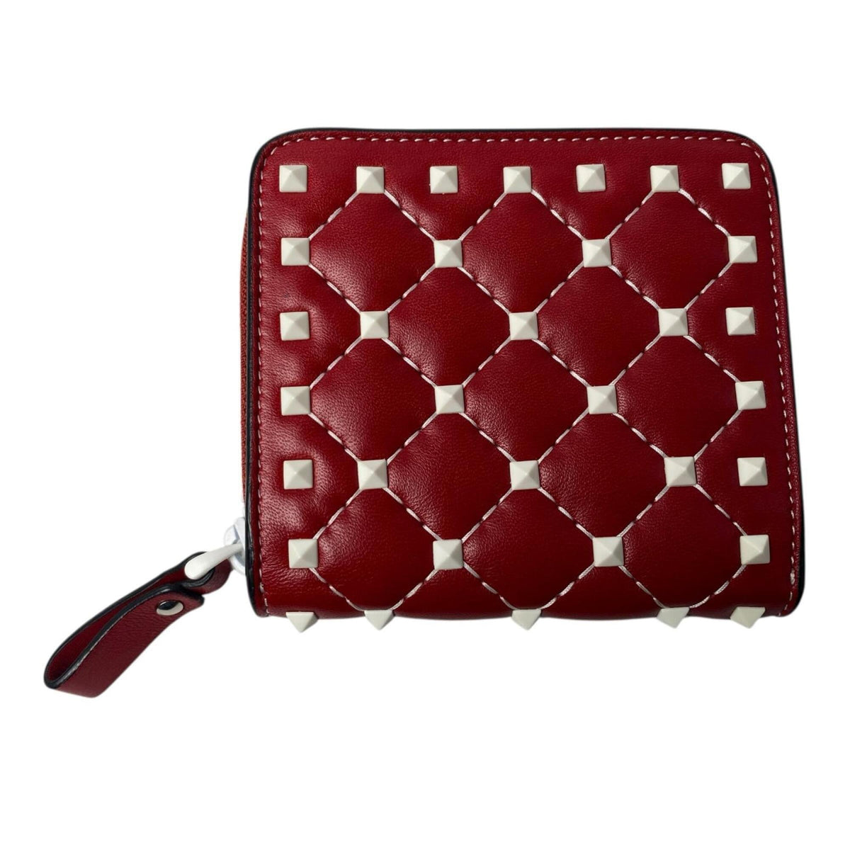 Valentino Garavani Red Color White Leather Wallet (Bi-Fold) (Pre-Owned)