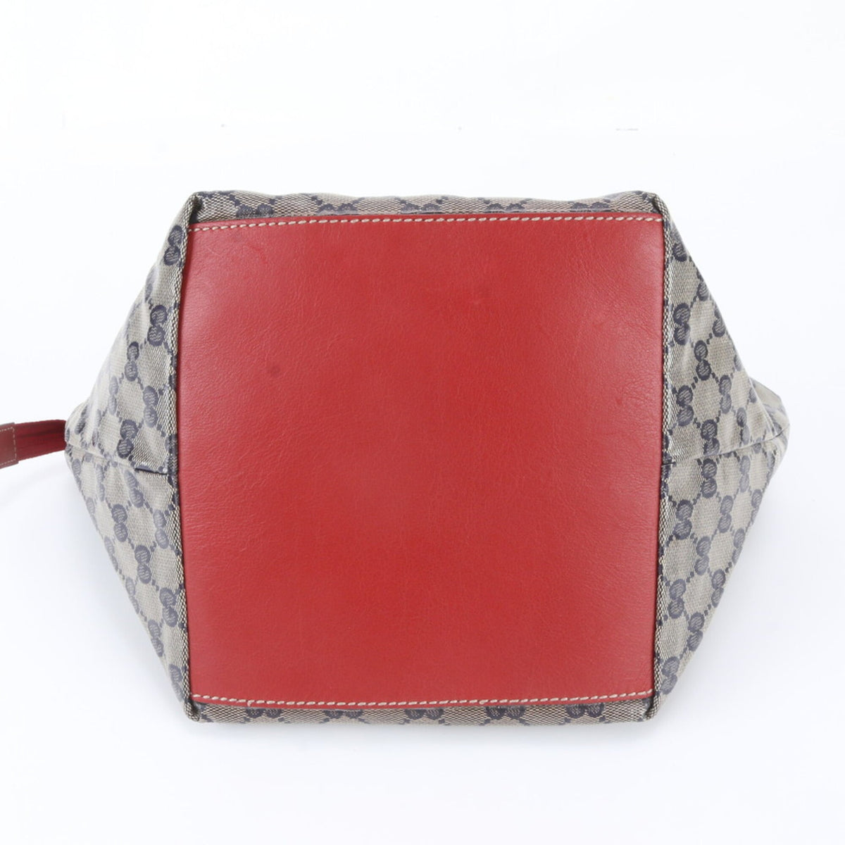 Gucci Red Color Leather Coated Canvas Handbag Shoulder Bag Tote Bag (Pre-Owned)
