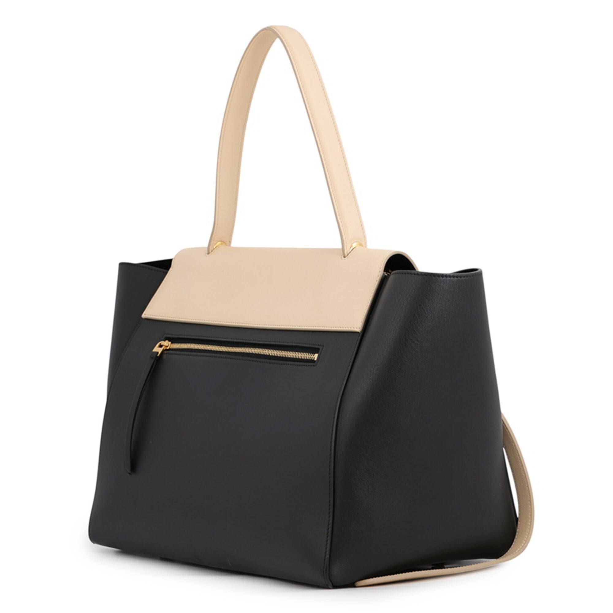 Celine Beige Black Leather Handbag (Pre-Owned)