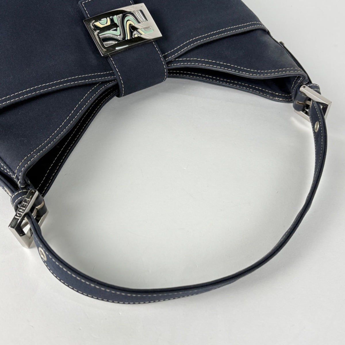 Fendi Navy Canvas Shoulder Bag (Pre-Owned)