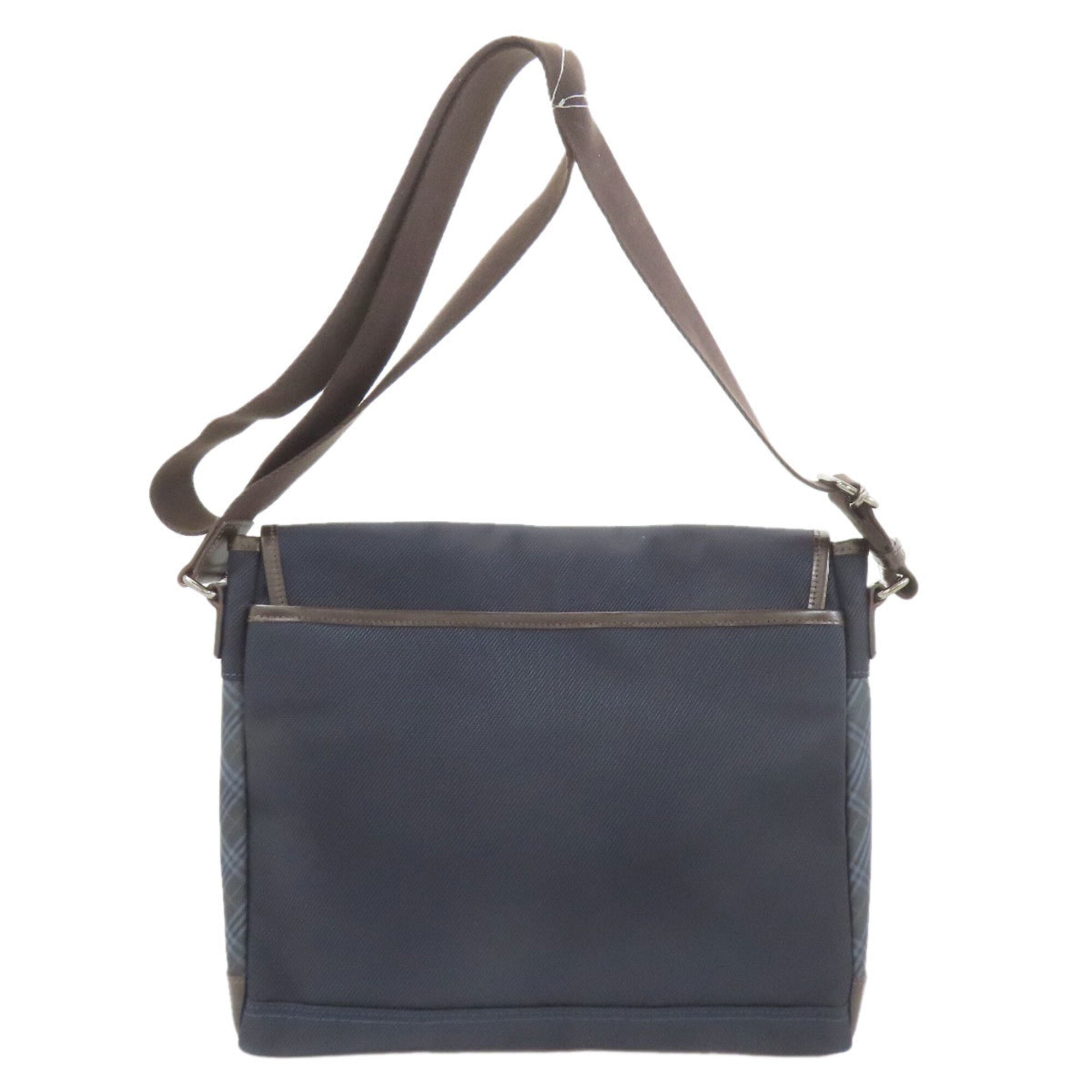 Burberry Black Navy Nylon Canvas Leather Shoulder Bag (Pre-Owned)