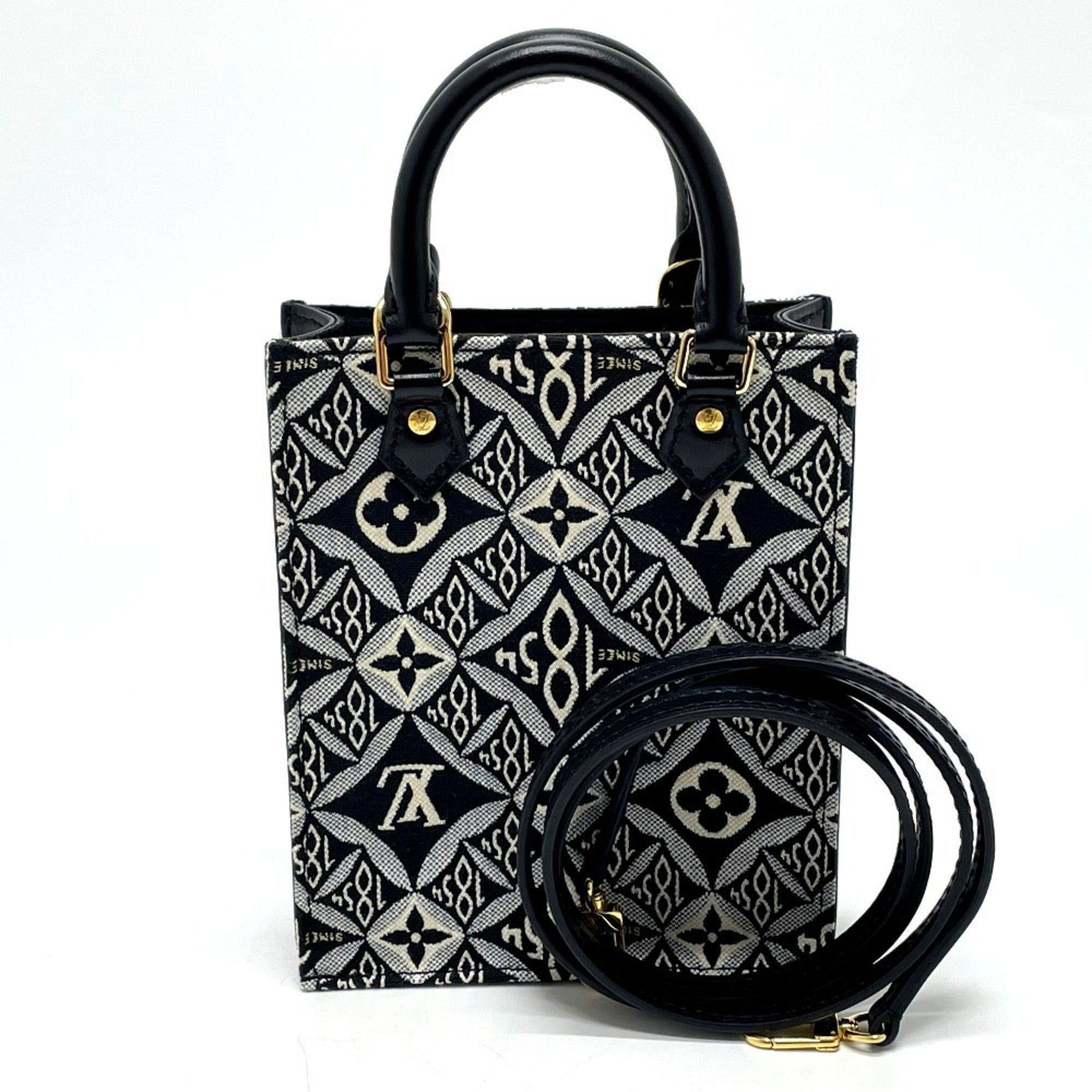 Louis Vuitton Black Blue Jacquard Handbag (Pre-Owned)