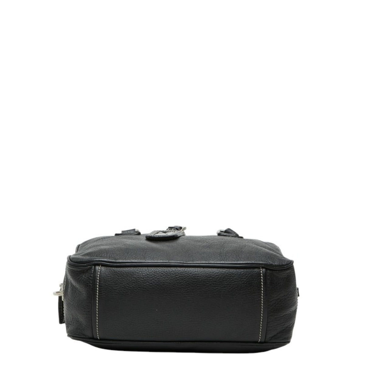 Prada Black Leather Boston Bag Handbag (Pre-Owned)