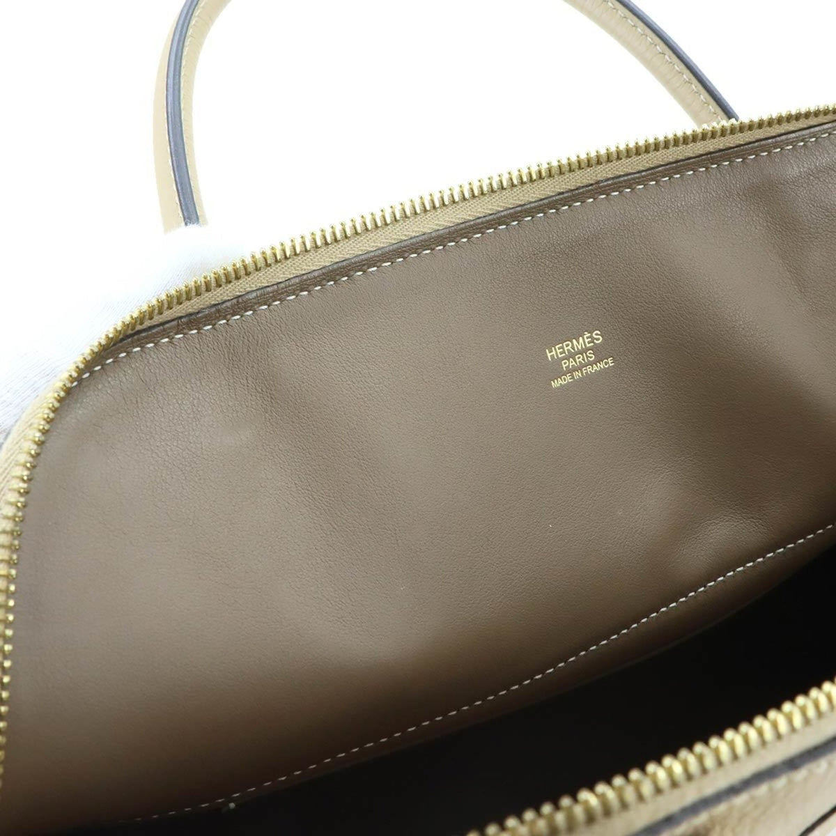 Hermes Beige Taurillon Clemence Leather Handbag (Pre-Owned)