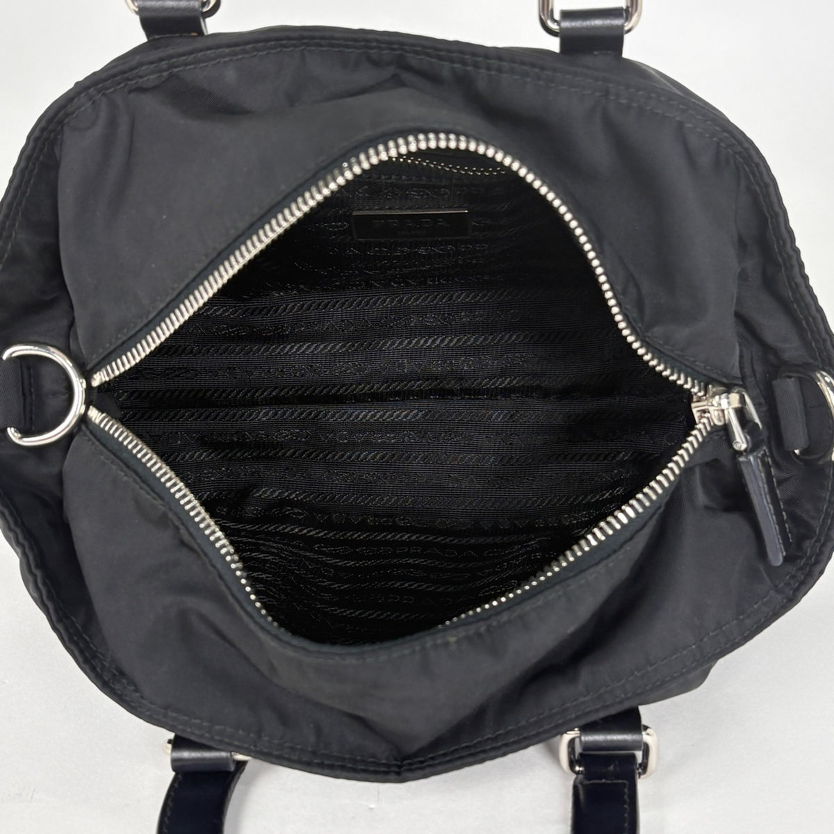 Prada Black Nylon Leather Handbag (Pre-Owned)