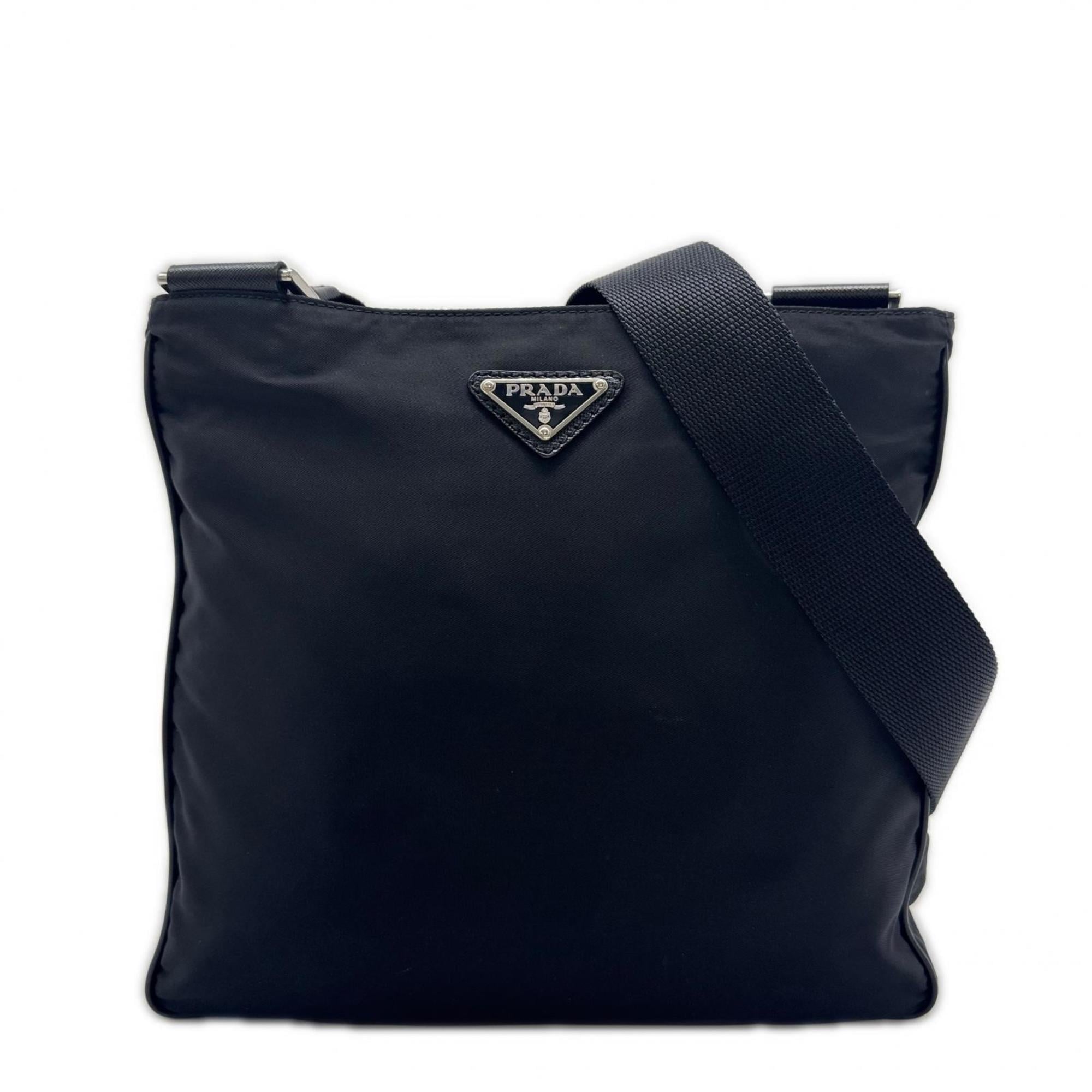 Prada Black Nero Nylon Leather Shoulder Bag (Pre-Owned)