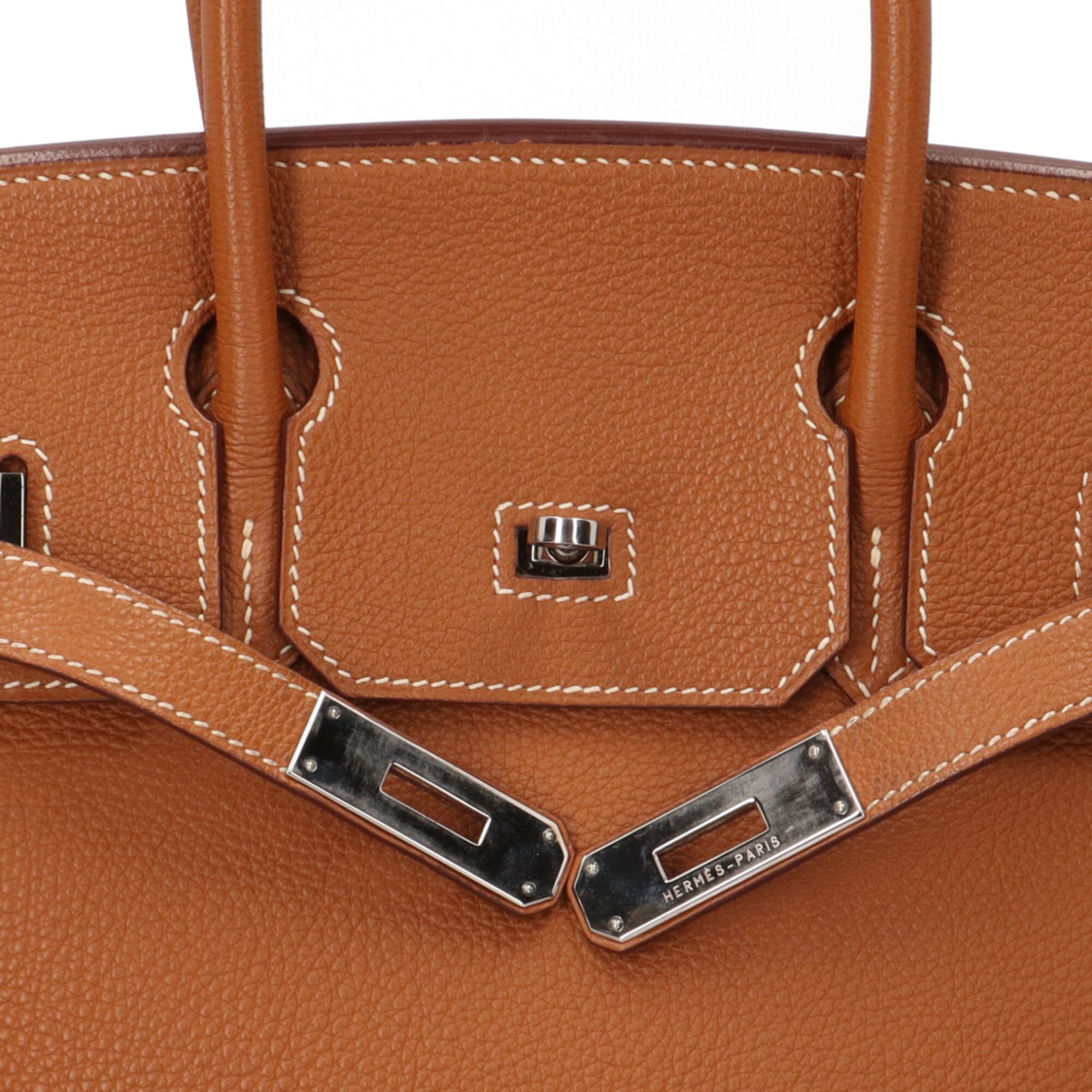 Hermes Brown Gold Togo Leather Handbag (Pre-Owned)
