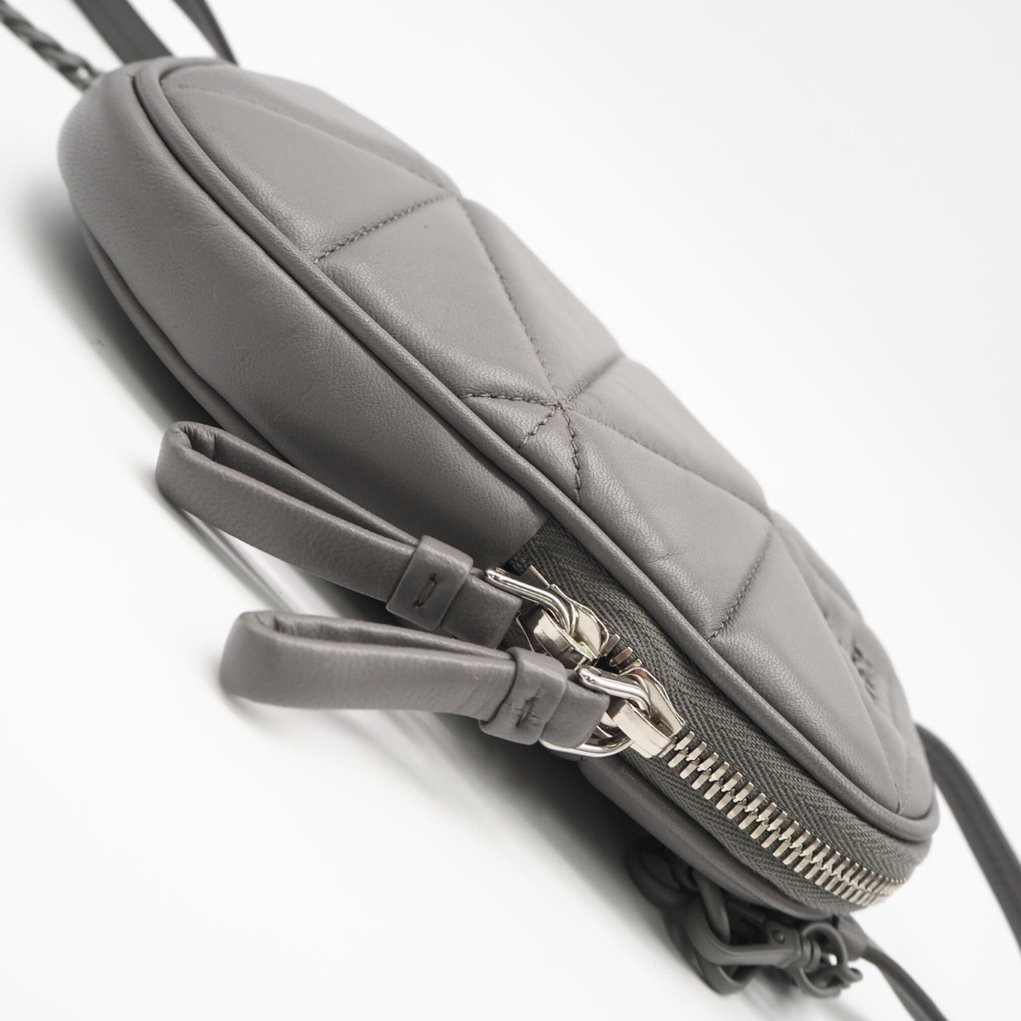Prada Gray Leather Shoulder Bag (Pre-Owned)