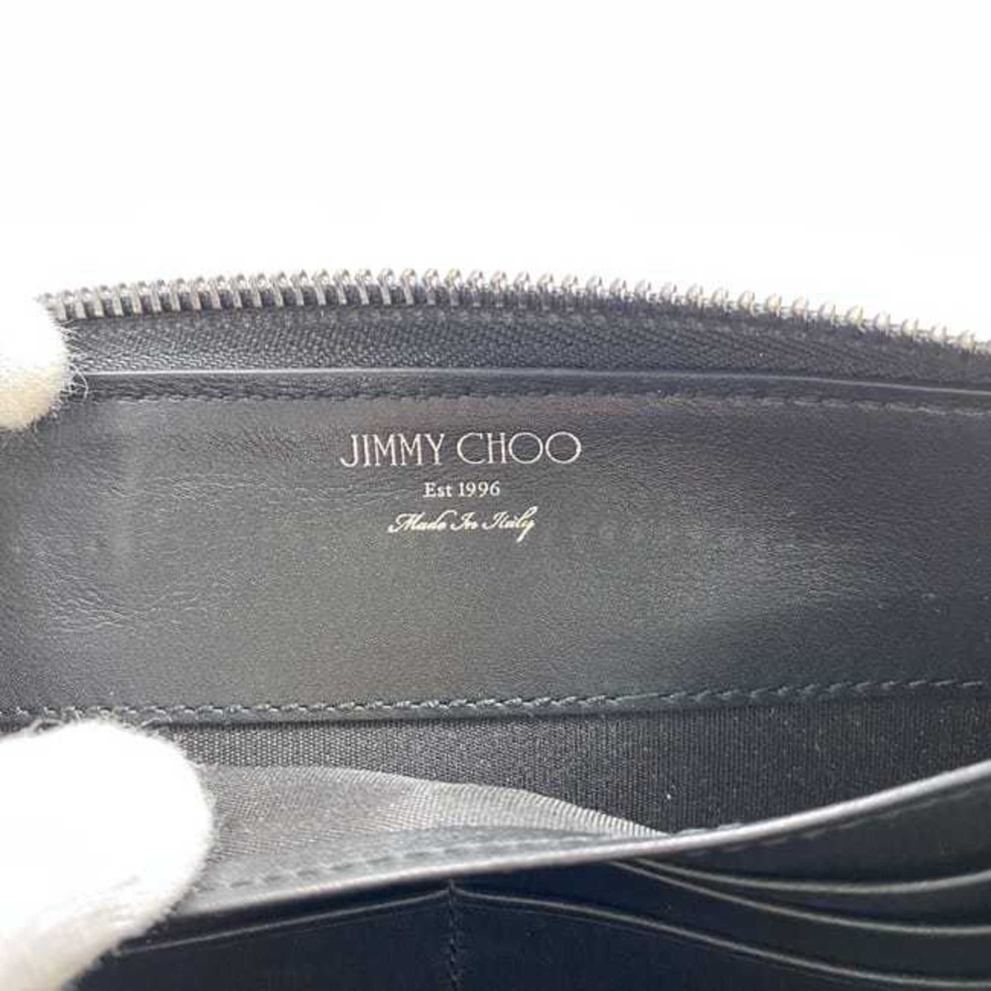 Jimmy Choo Black Cream Yellow Leather Long Wallet (Bi-Fold) (Pre-Owned)