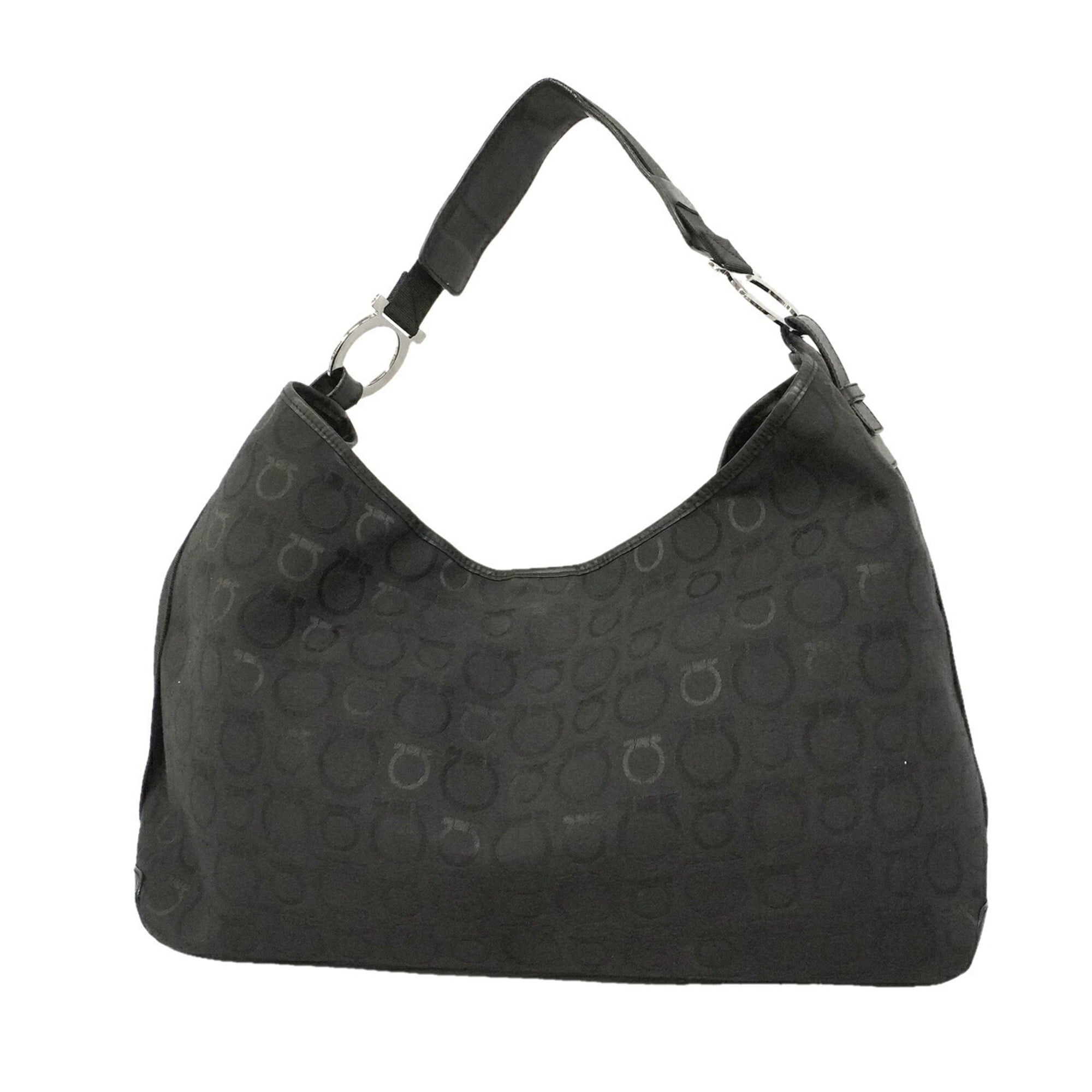 Salvatore Ferragamo Black Canvas Shoulder Bag (Pre-Owned)