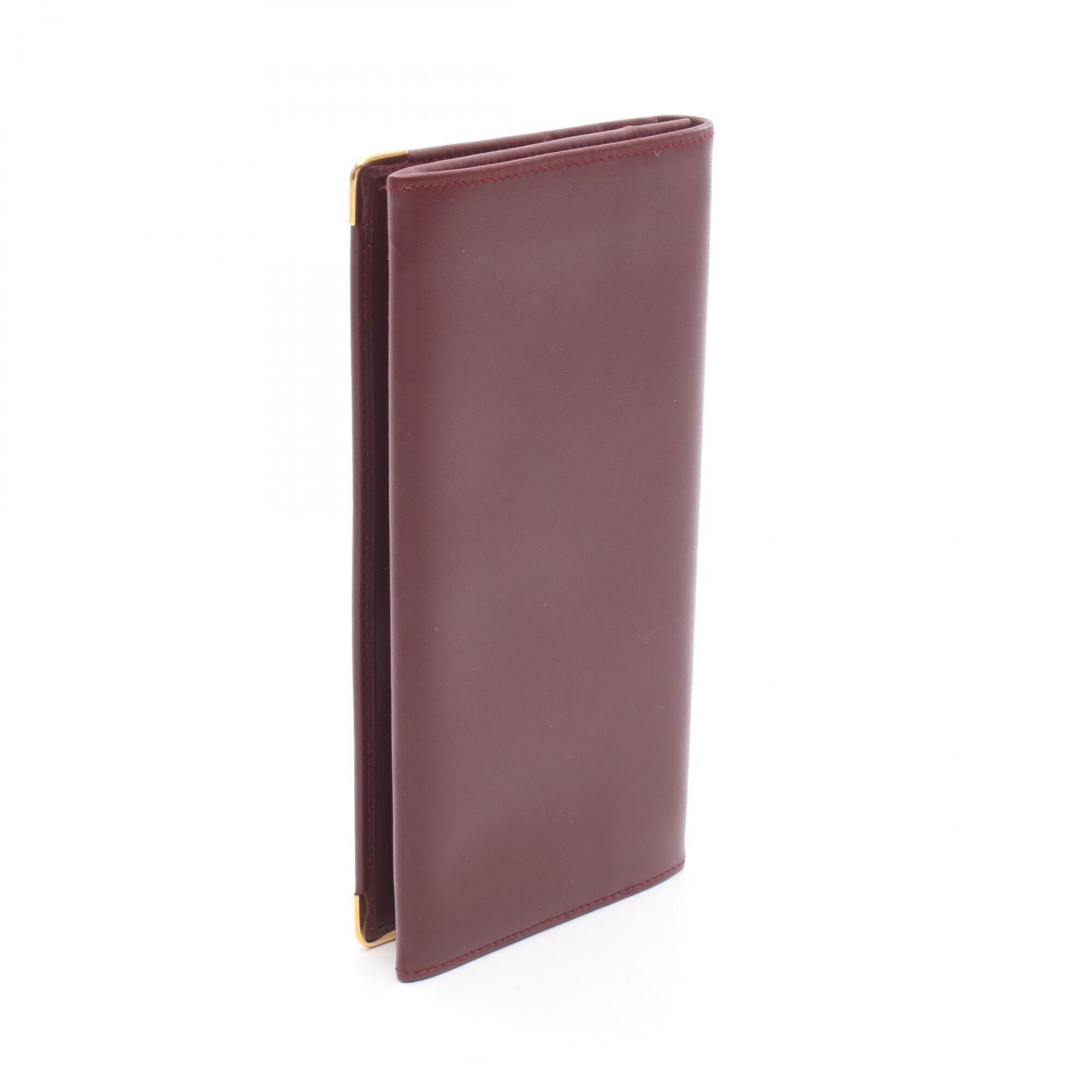 Cartier Bordeaux Leather Long Wallet (Bi-Fold) (Pre-Owned)