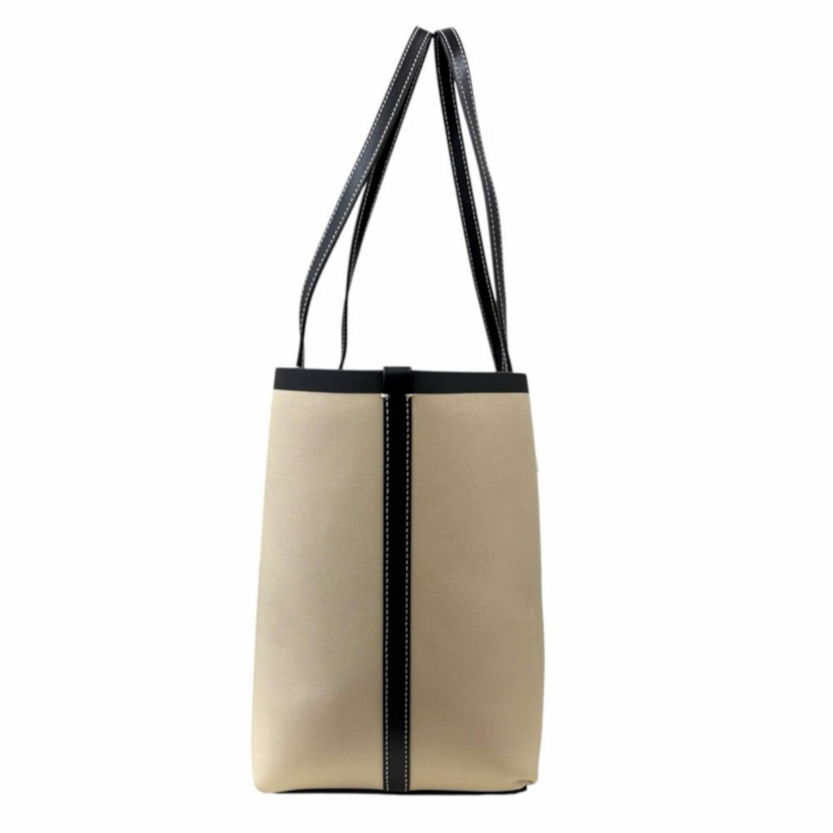 Burberry Beige Canvas Leather Pouch Tote Bag (Pre-Owned)
