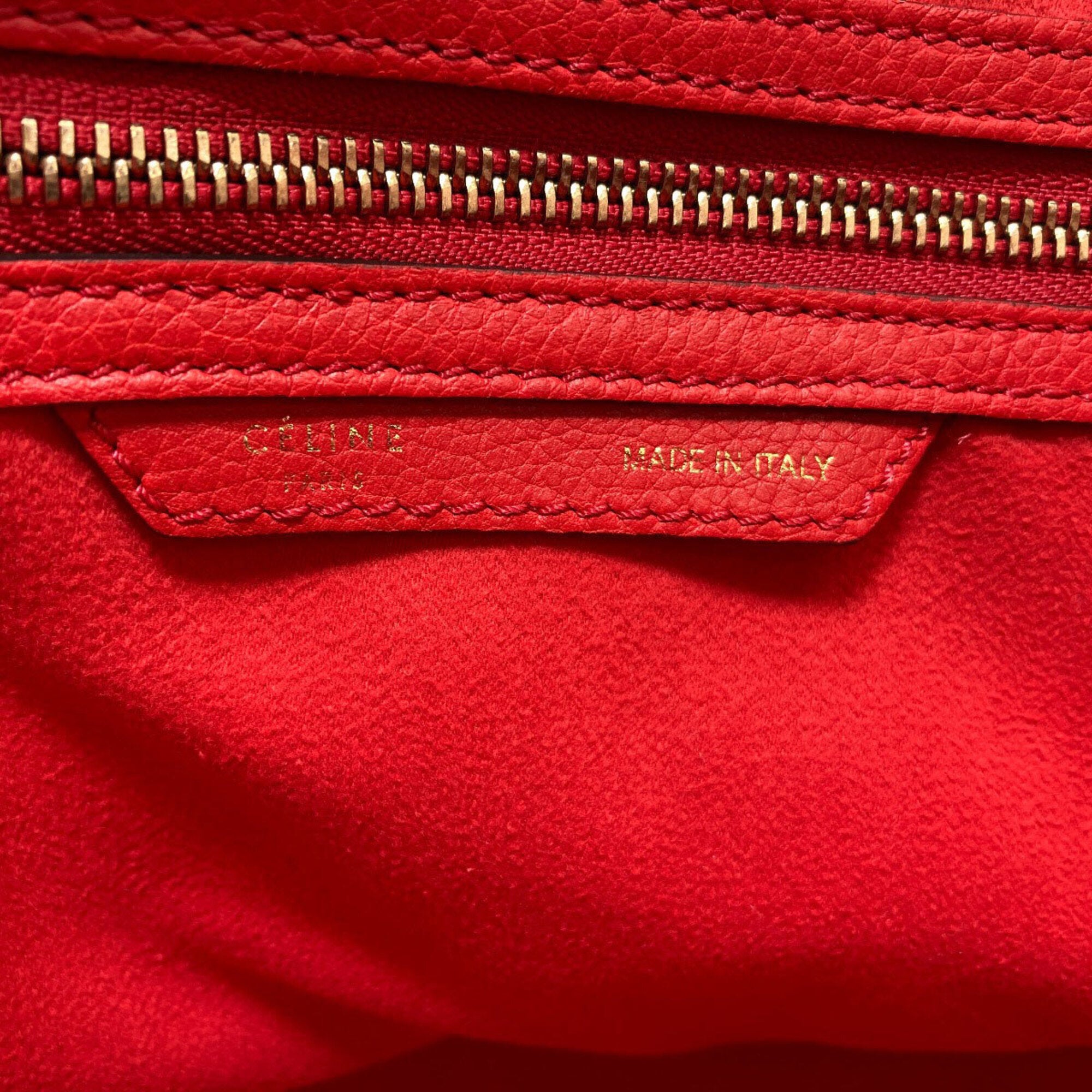 Celine Luggage Red Color Leather Handbag (Pre-Owned)