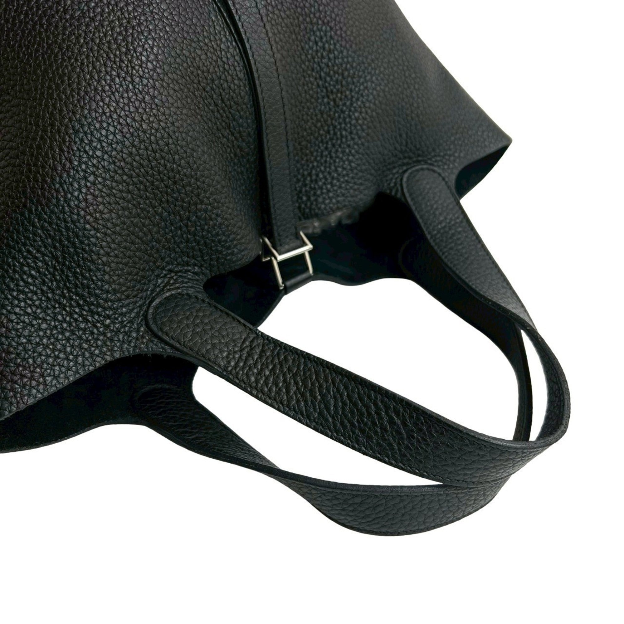 Hermes Black Taurillon Clemence Leather Handbag Tote Bag (Pre-Owned)