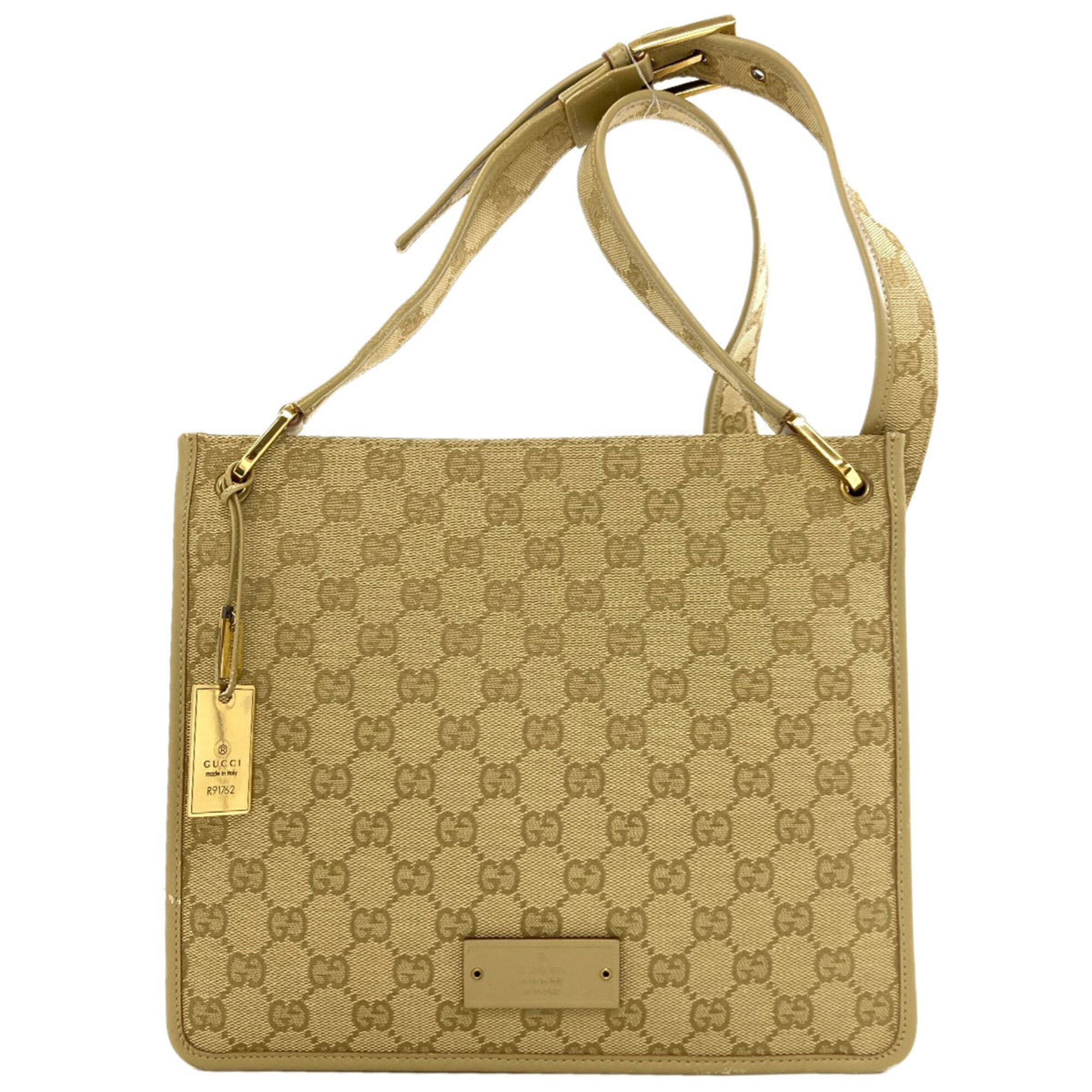 Gucci Beige Canvas Shoulder Bag (Pre-Owned)