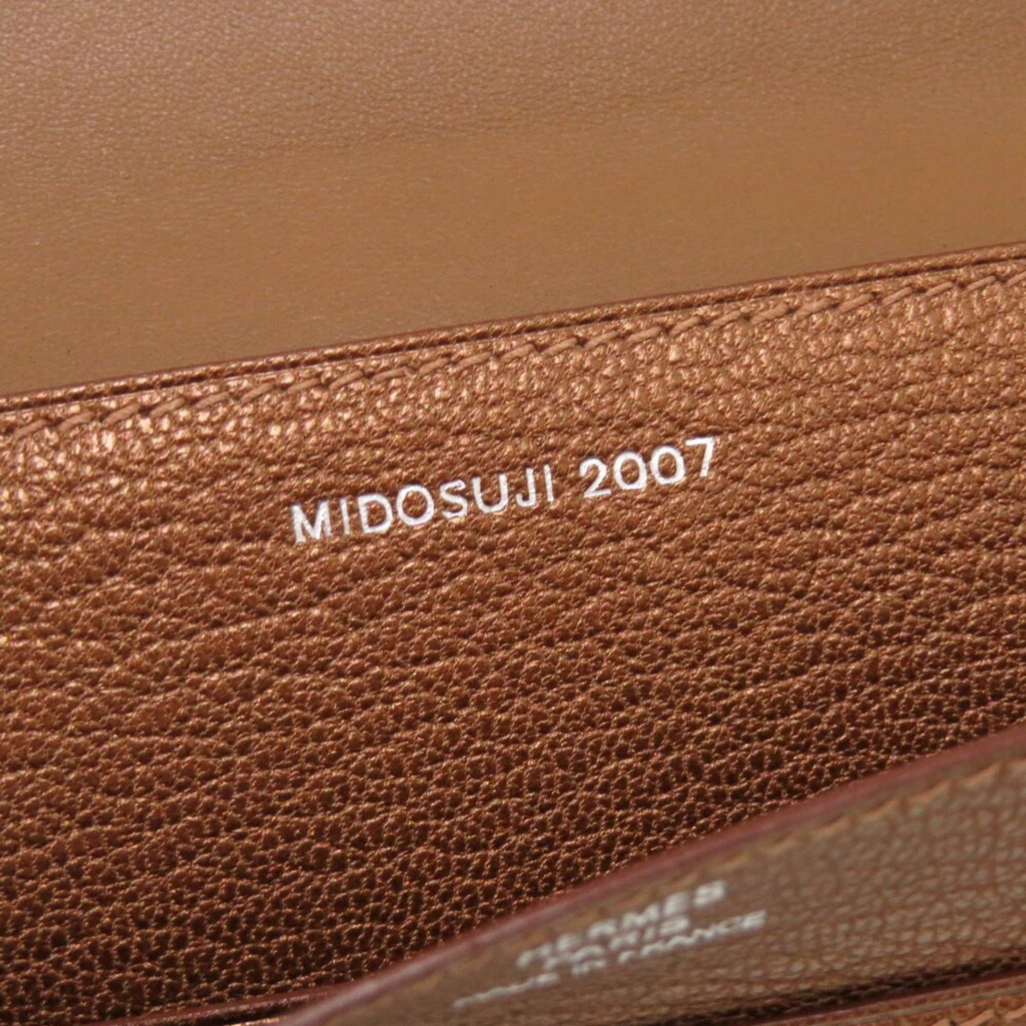 Hermes Bronze Chevre Leather Long Wallet (Bi-Fold) (Pre-Owned)