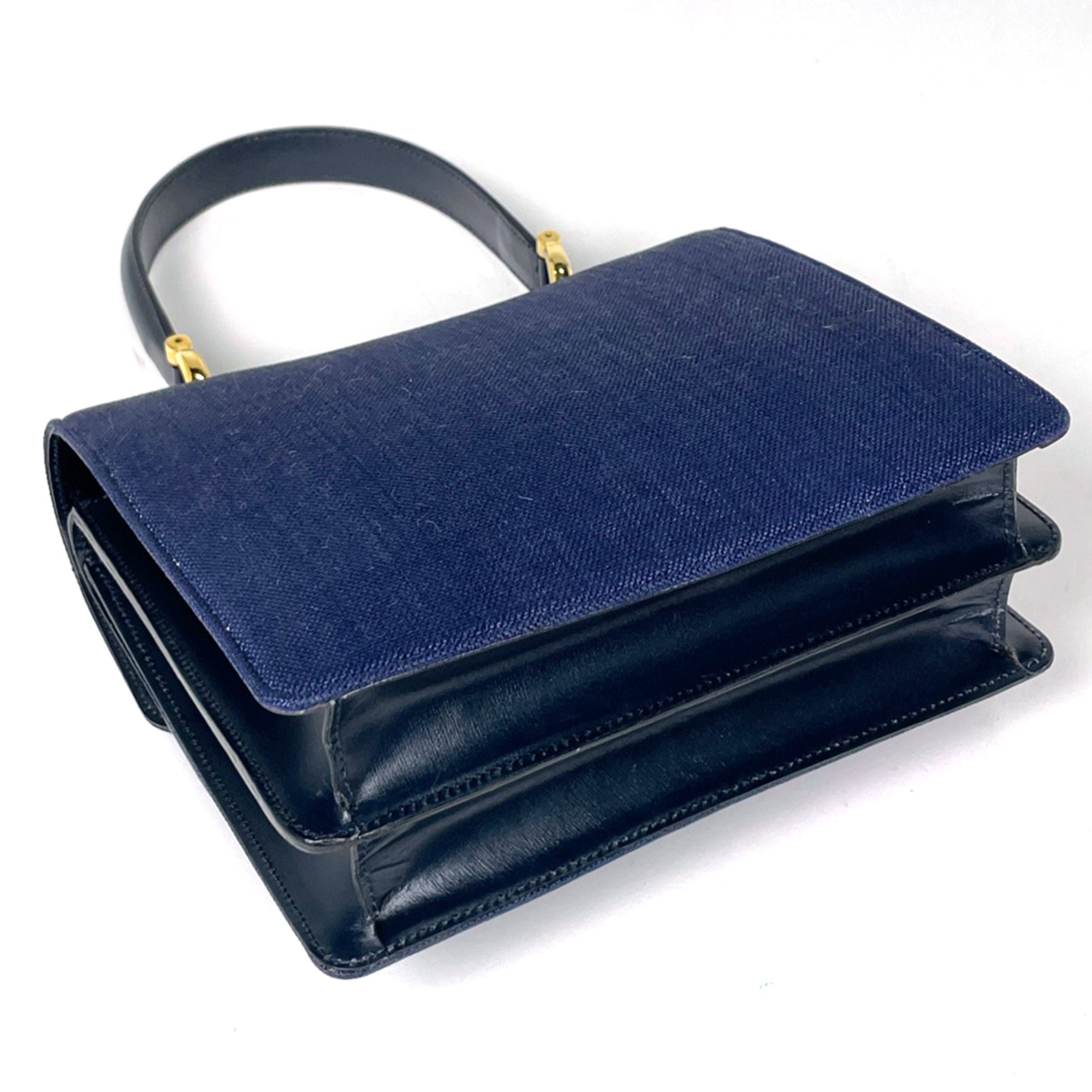 Celine Navy Canvas Leather Handbag (Pre-Owned)