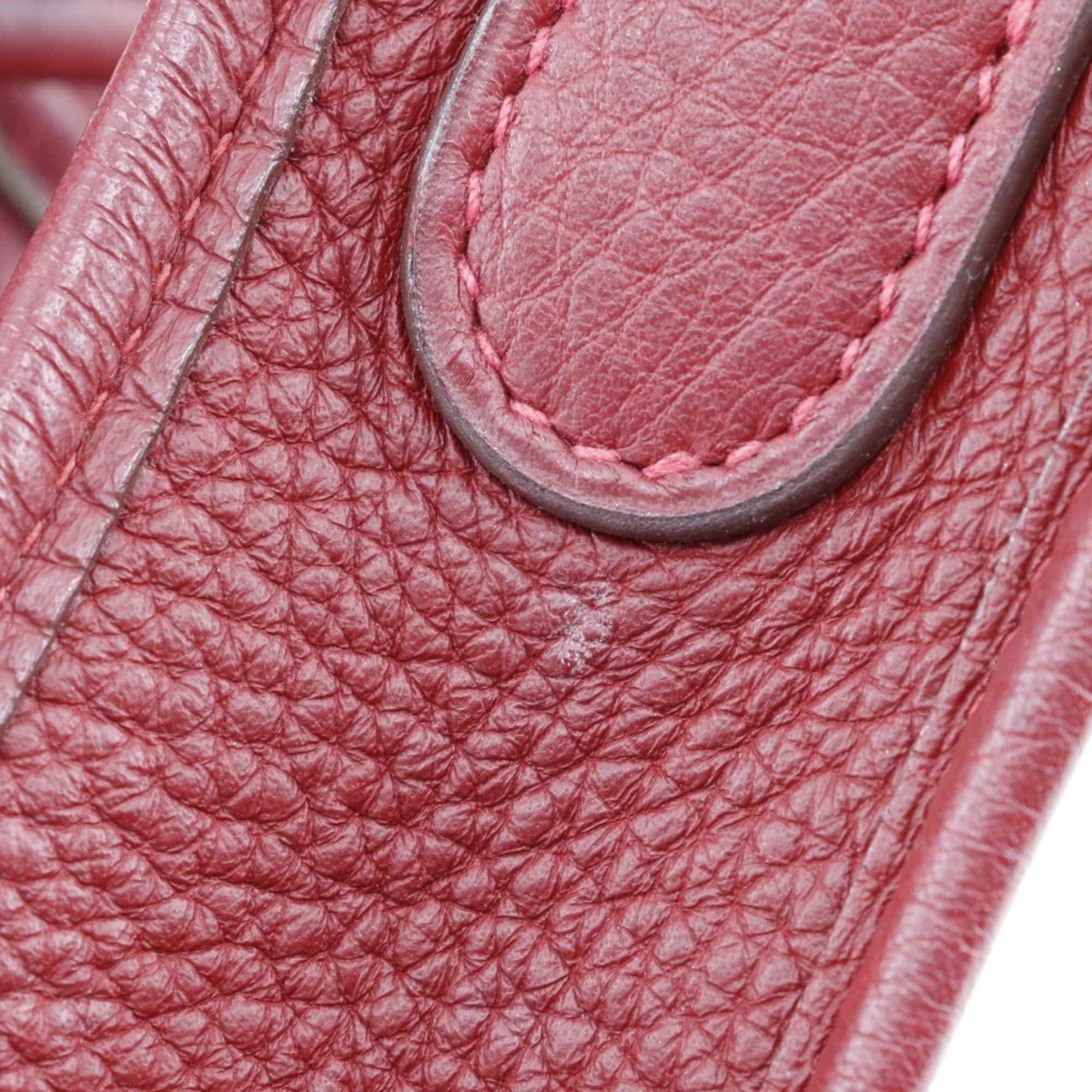 Hermes Red Color Taurillon Clemence Leather Shoulder Bag (Pre-Owned)